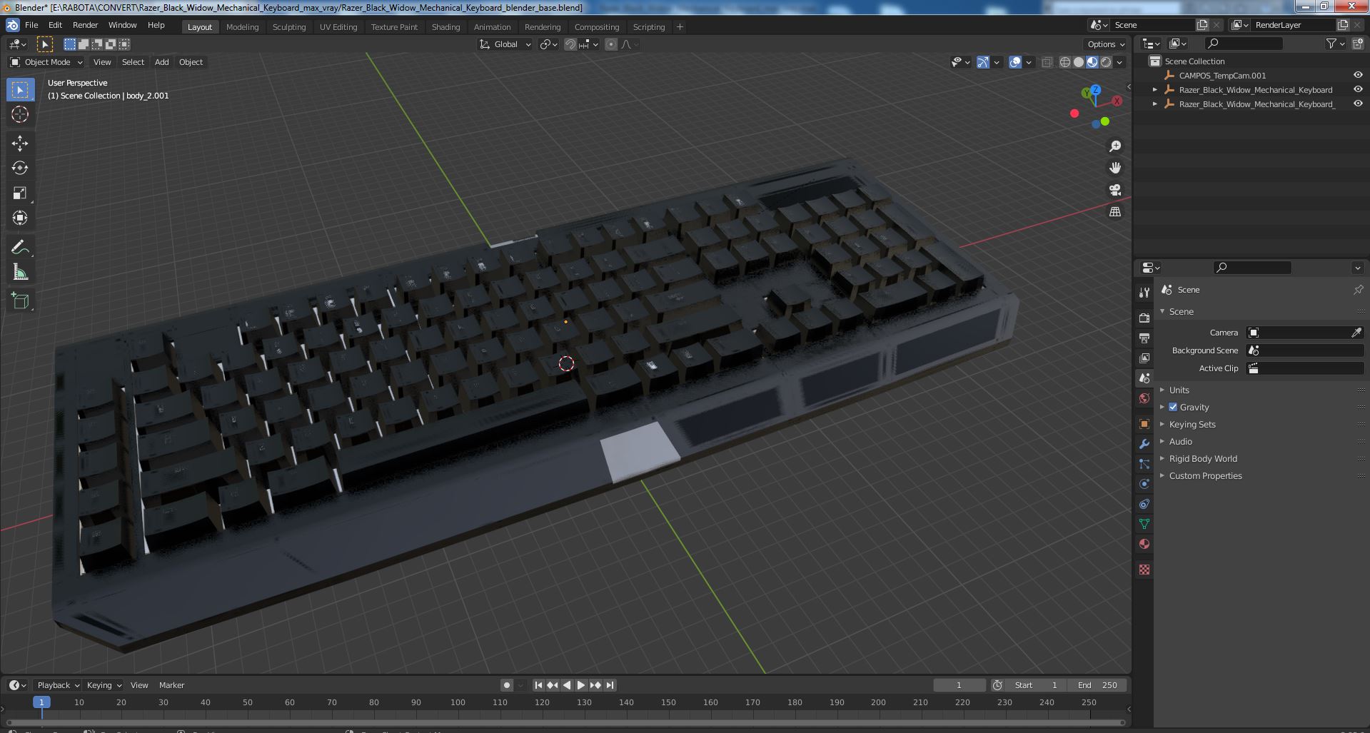 Razer Black Widow Mechanical Keyboard 3D