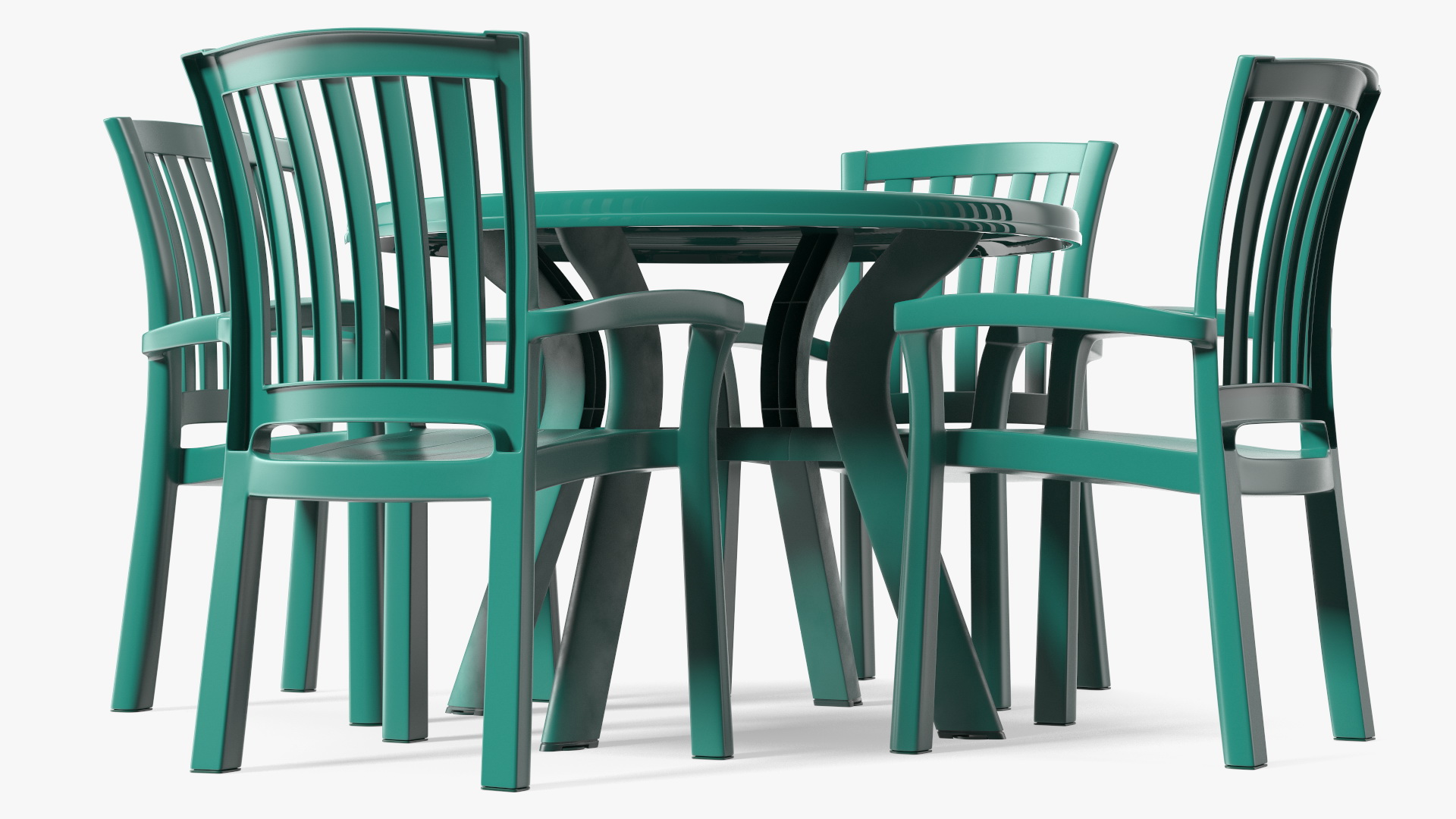 3D Green Plastic Table With Chairs