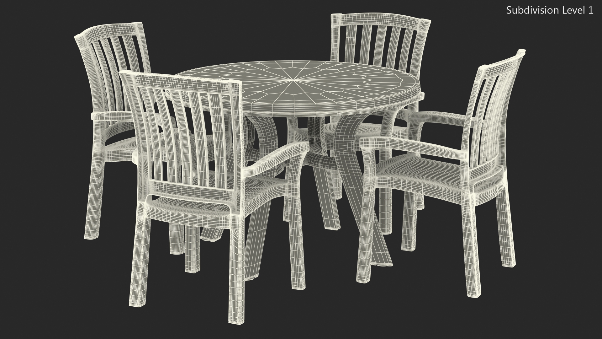 3D Green Plastic Table With Chairs