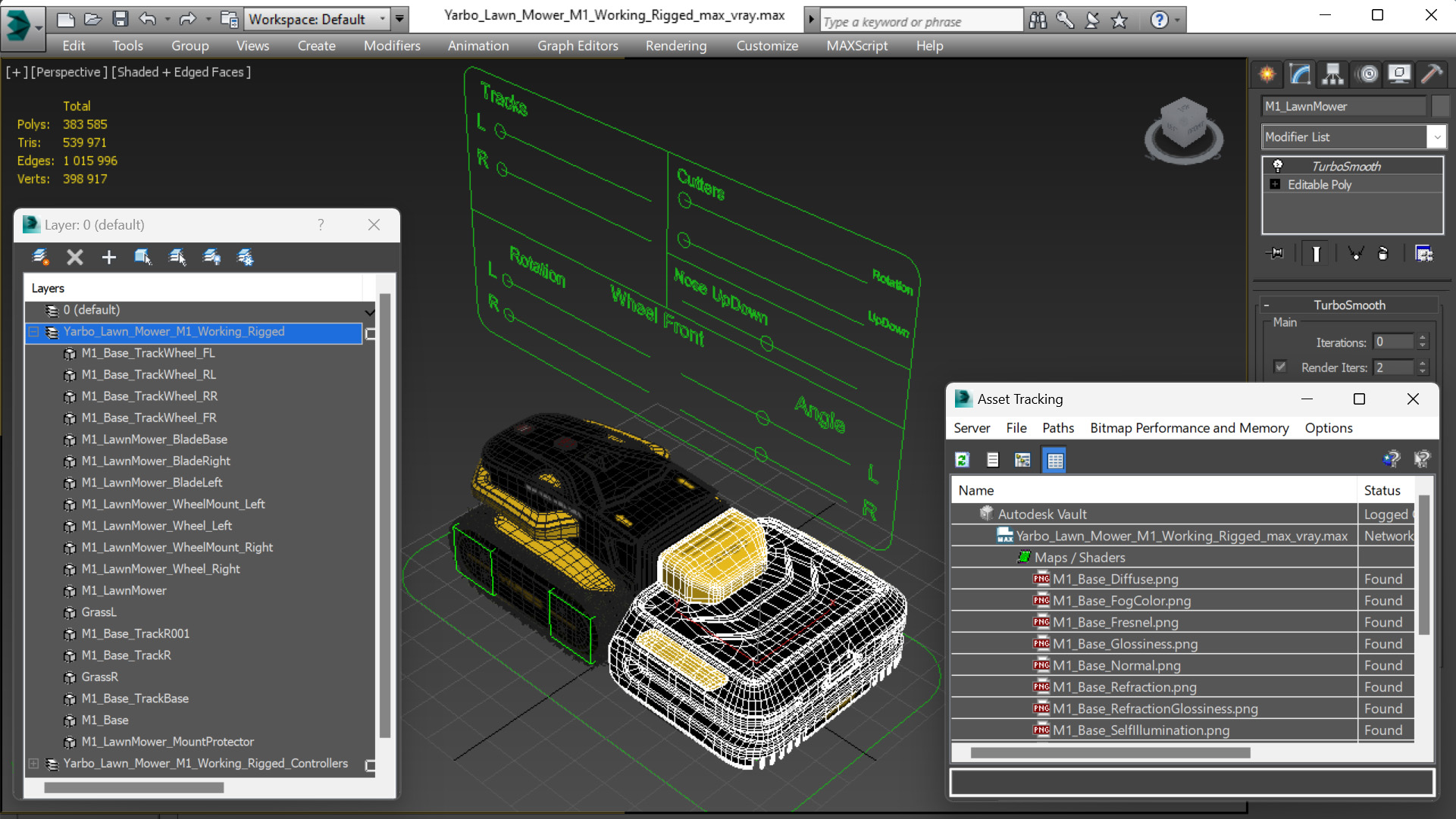 3D Yarbo Lawn Mower M1 Working Rigged for Cinema 4D model