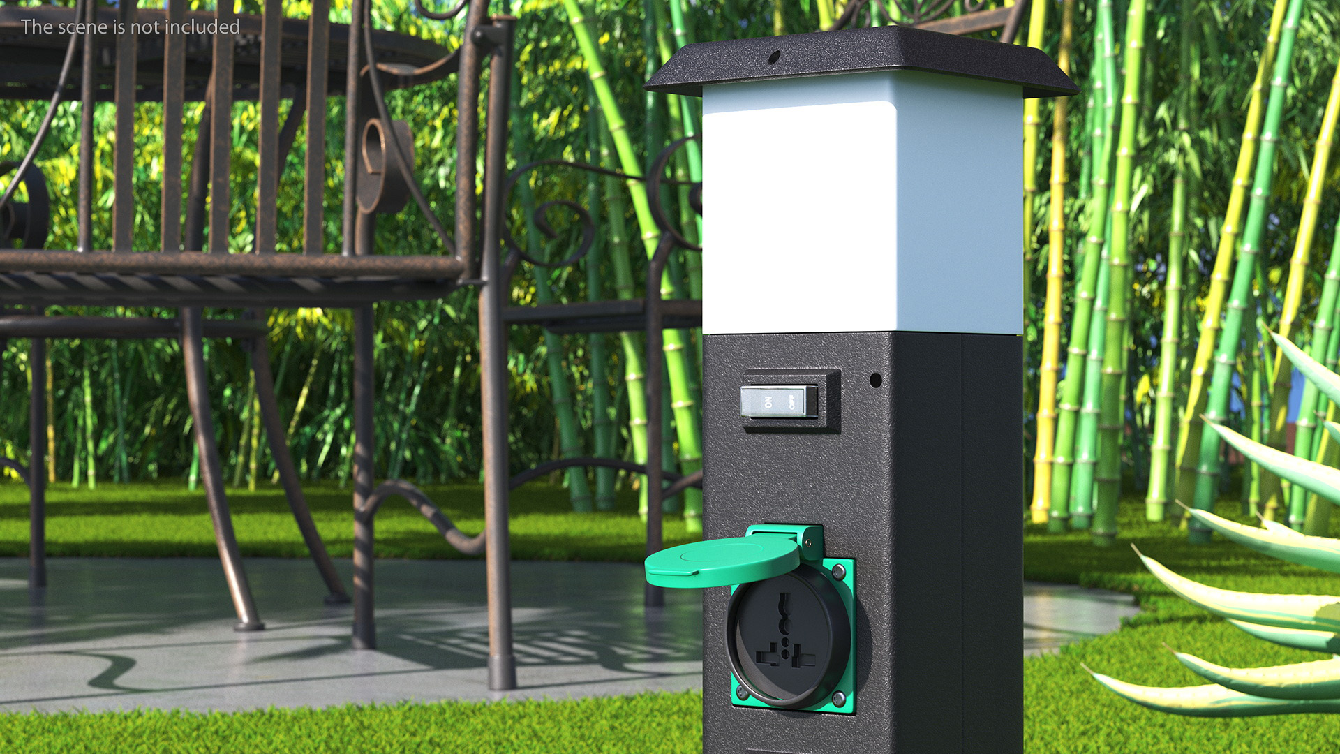 Garden Energy Column with 2 Socket and 4 Switches 3D model