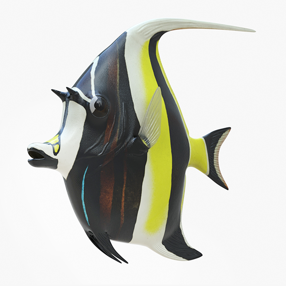 3D Moorish Idol Tropical Fish Rigged model