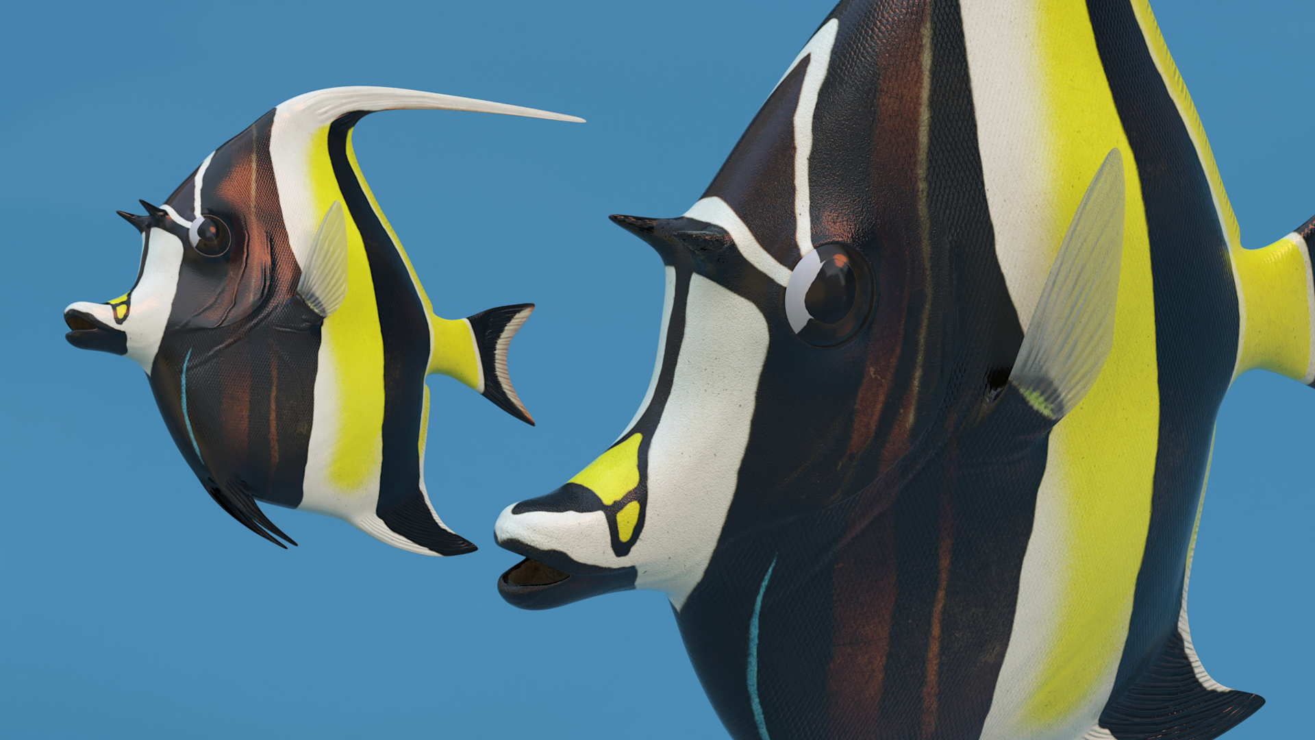 3D Moorish Idol Tropical Fish Rigged model