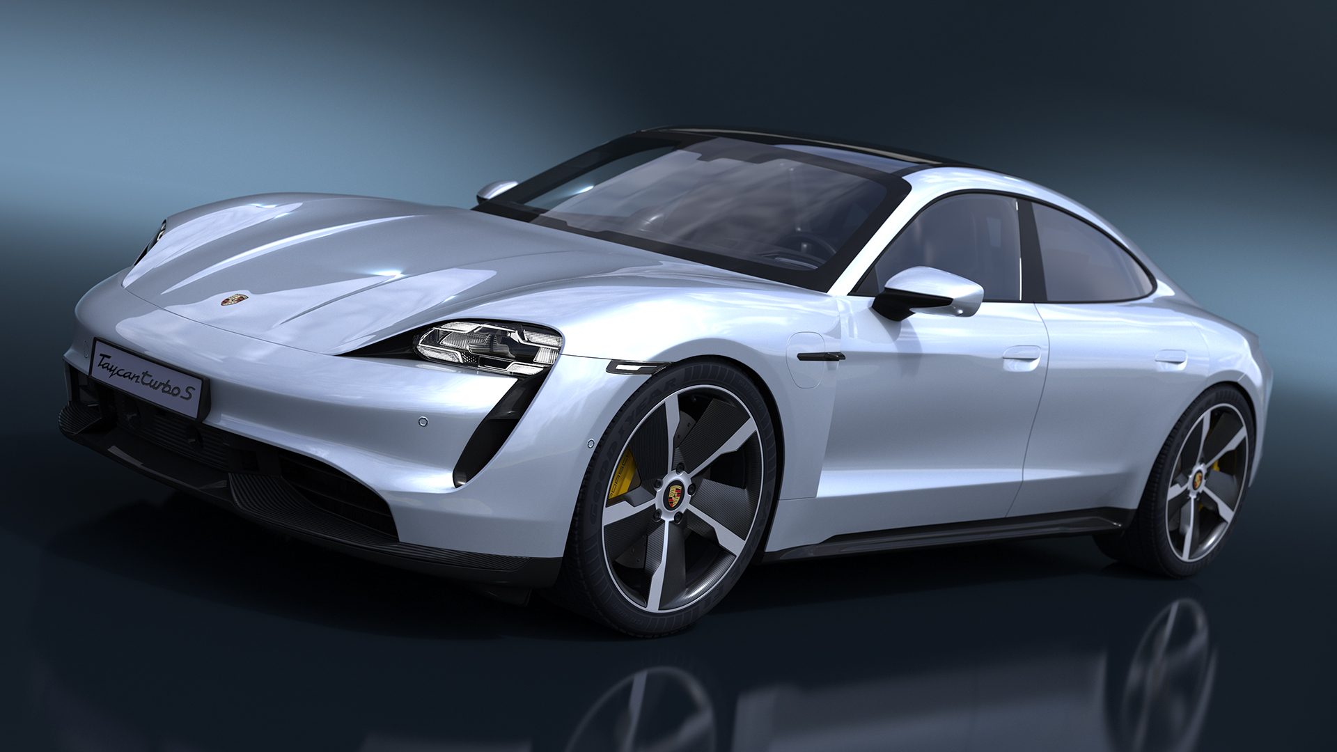 3D model Porsche Taycan Turbo S 2020 Silver Simplified