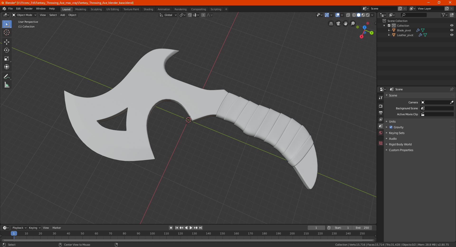 3D model Fantasy Throwing Axe