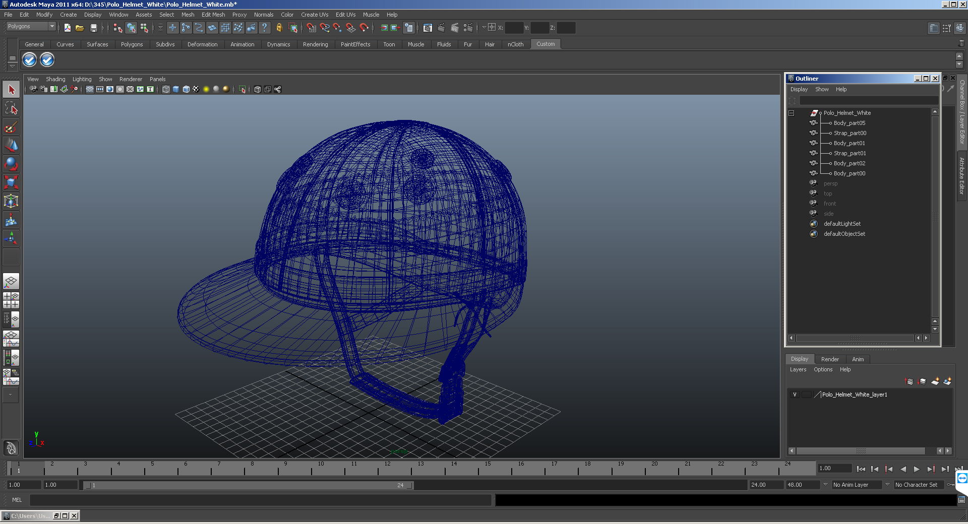 Polo Helmet Black Fabric 3D model