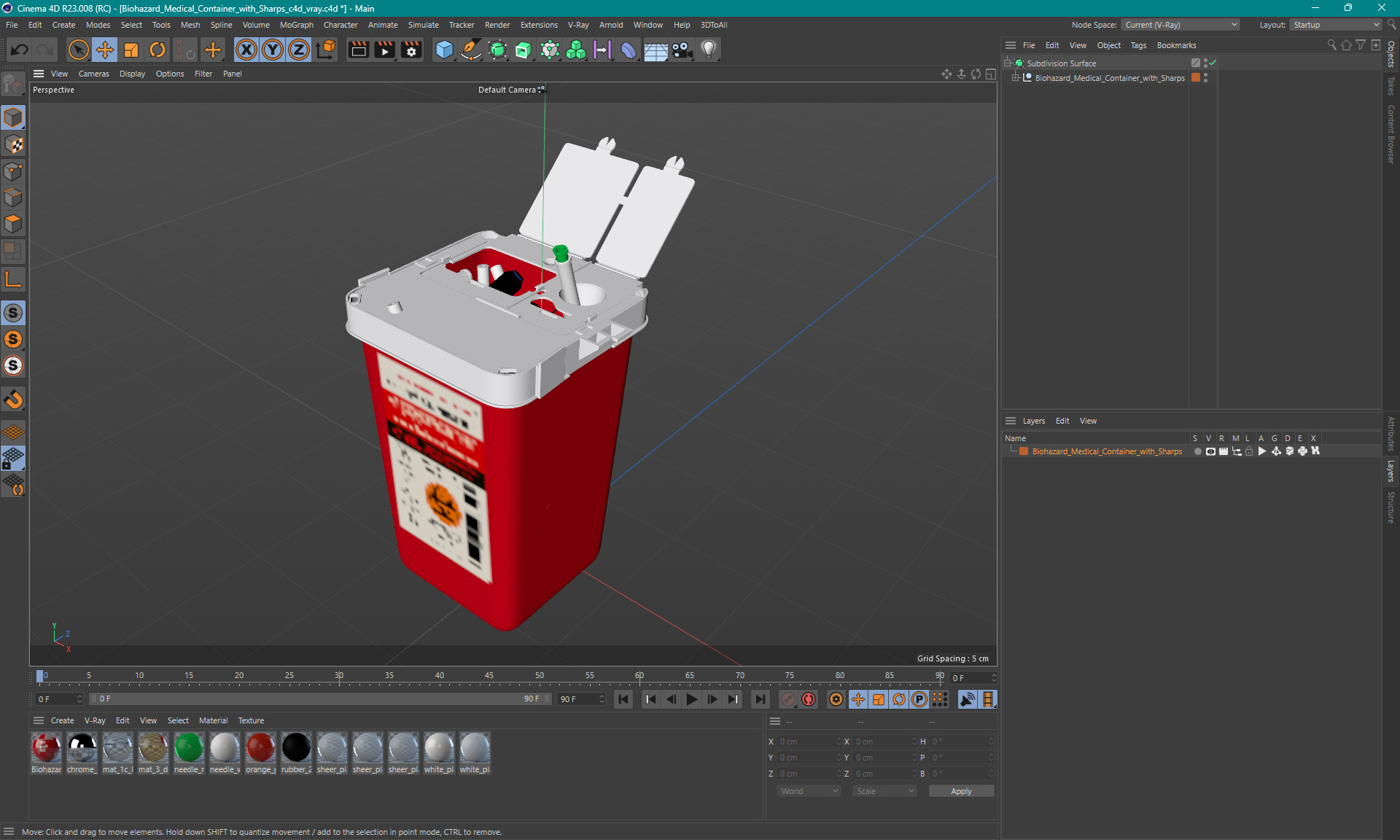 Biohazard Medical Container with Sharps 3D model