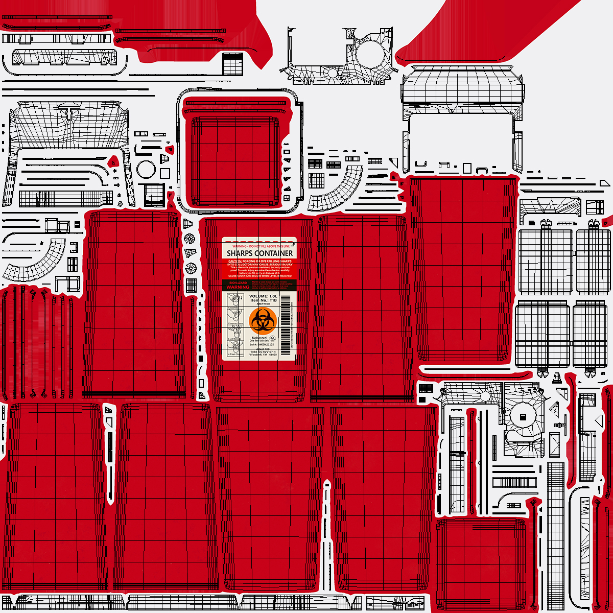 Biohazard Medical Container with Sharps 3D model