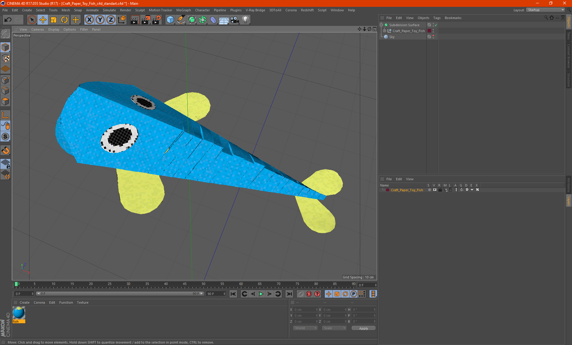 3D model Craft Paper Toy Fish