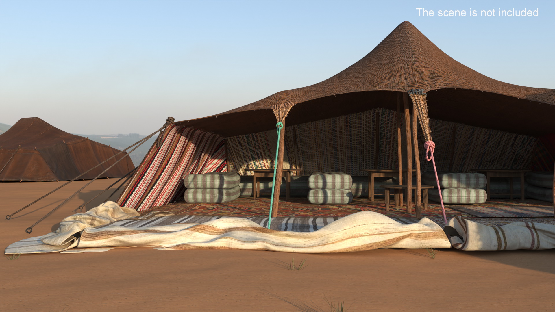 Traditional Bedouin Tent with Camel Fur 3D model