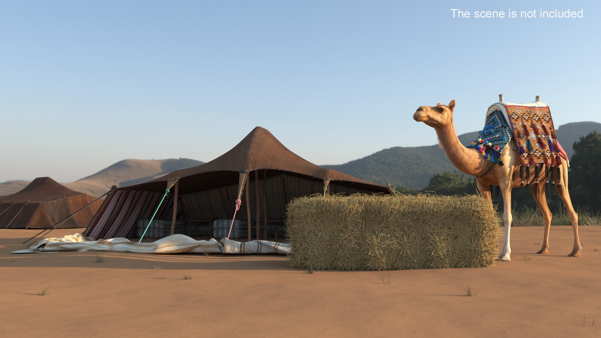 Traditional Bedouin Tent with Camel Fur 3D model