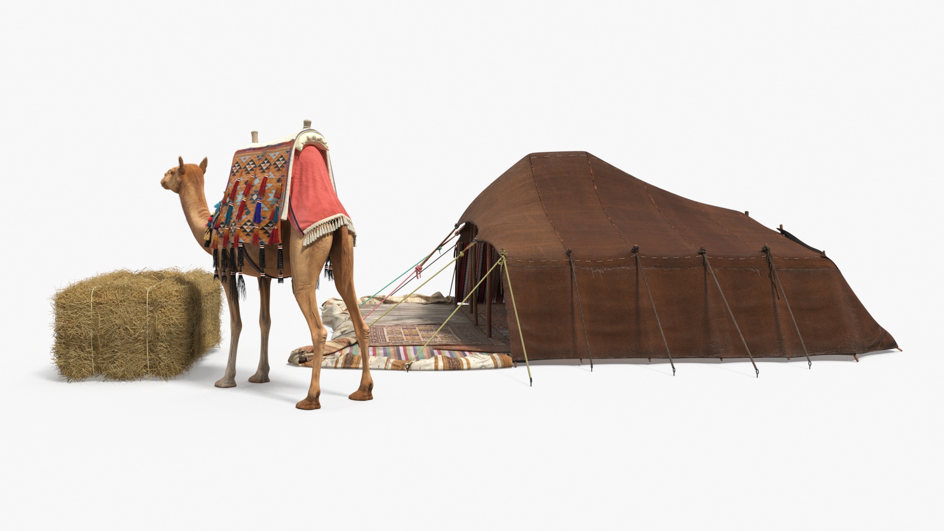 Traditional Bedouin Tent with Camel Fur 3D model