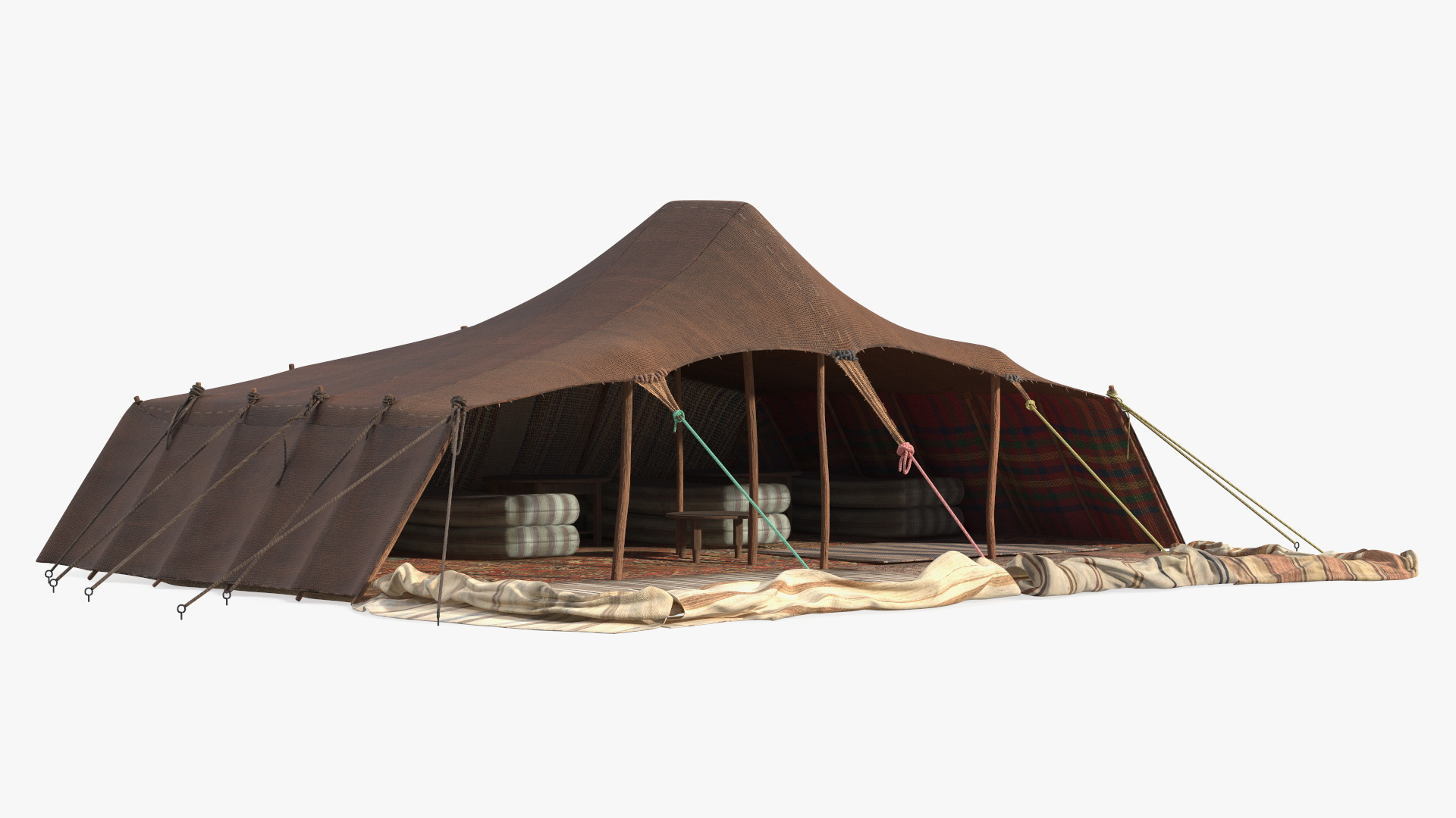 Traditional Bedouin Tent with Camel Fur 3D model