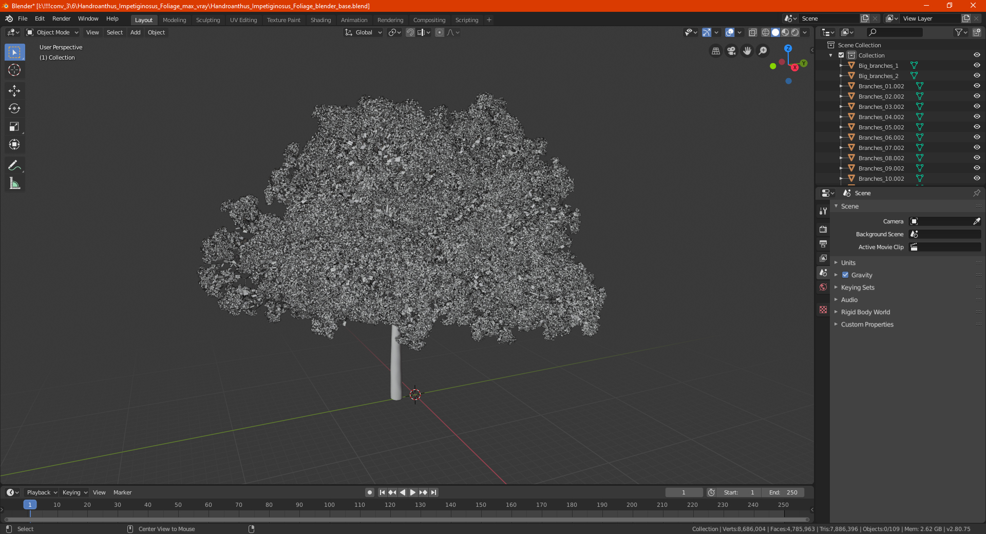 Handroanthus Impetiginosus Foliage 3D model