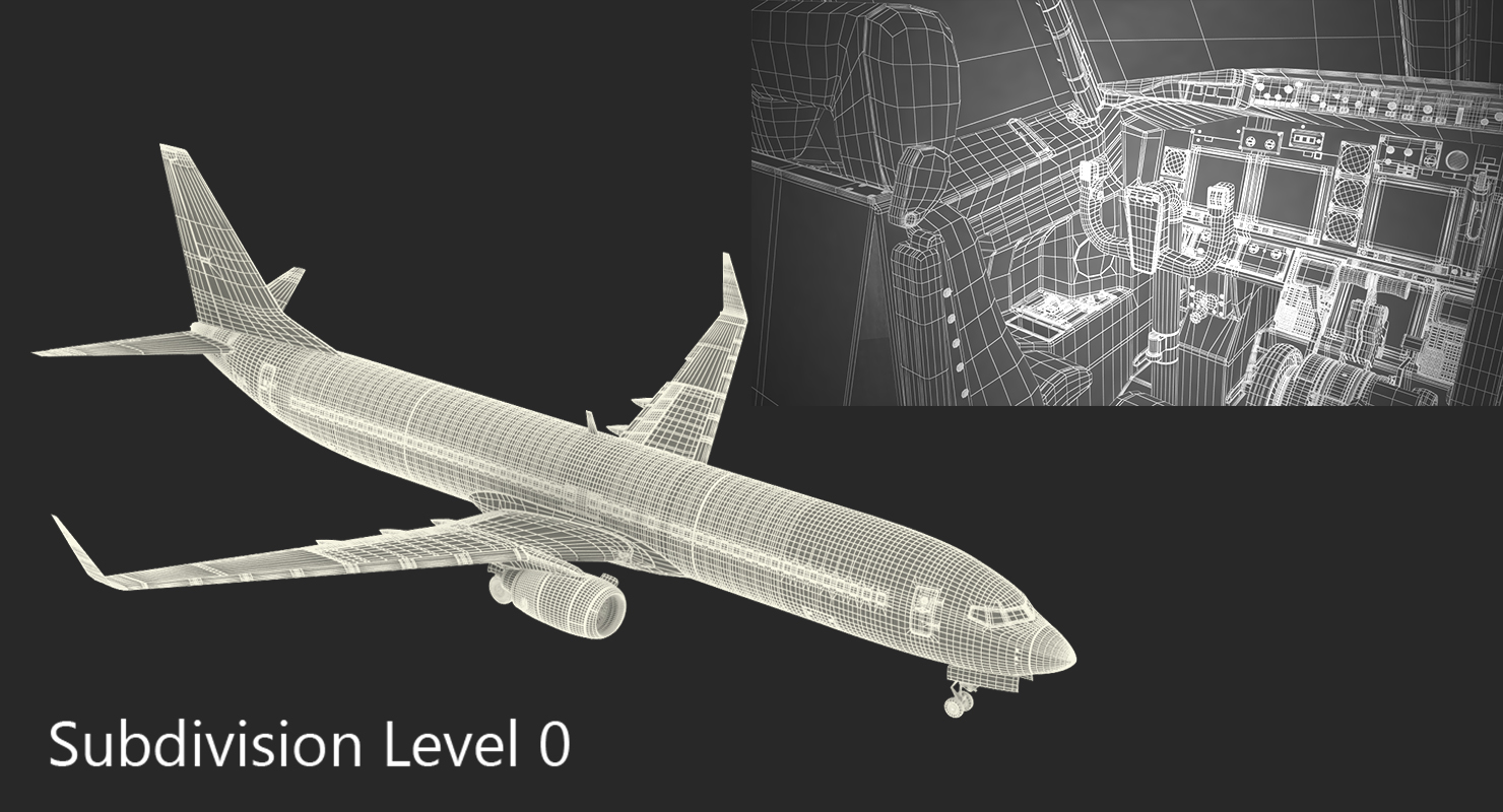 3D Boeing 737 900 with Interior Generic Rigged model