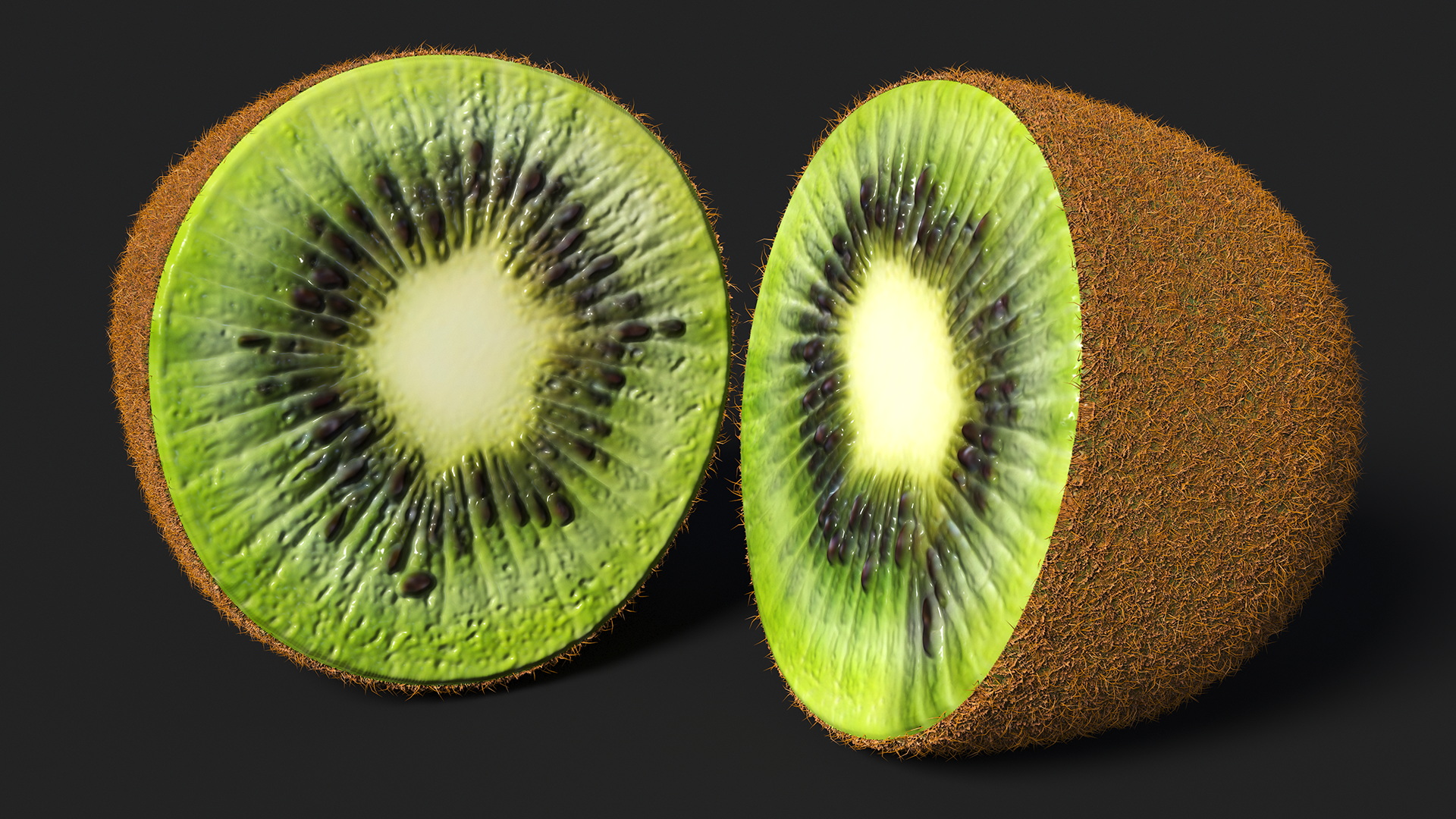 Kiwi Cut in Halves Fur 3D