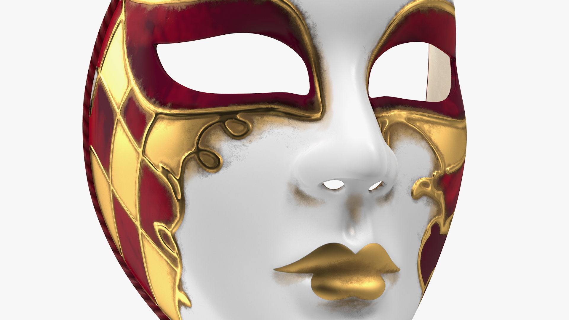 Red Full Face Carnival Mask 3D