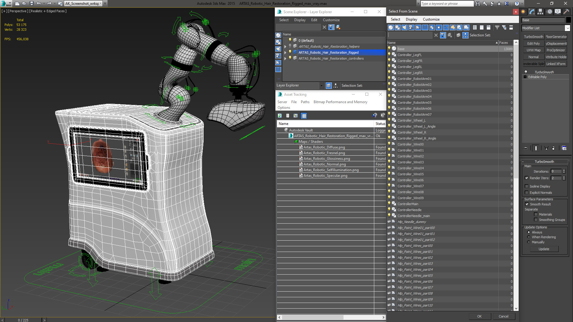 3D ARTAS Robotic Hair Restoration Rigged for Maya