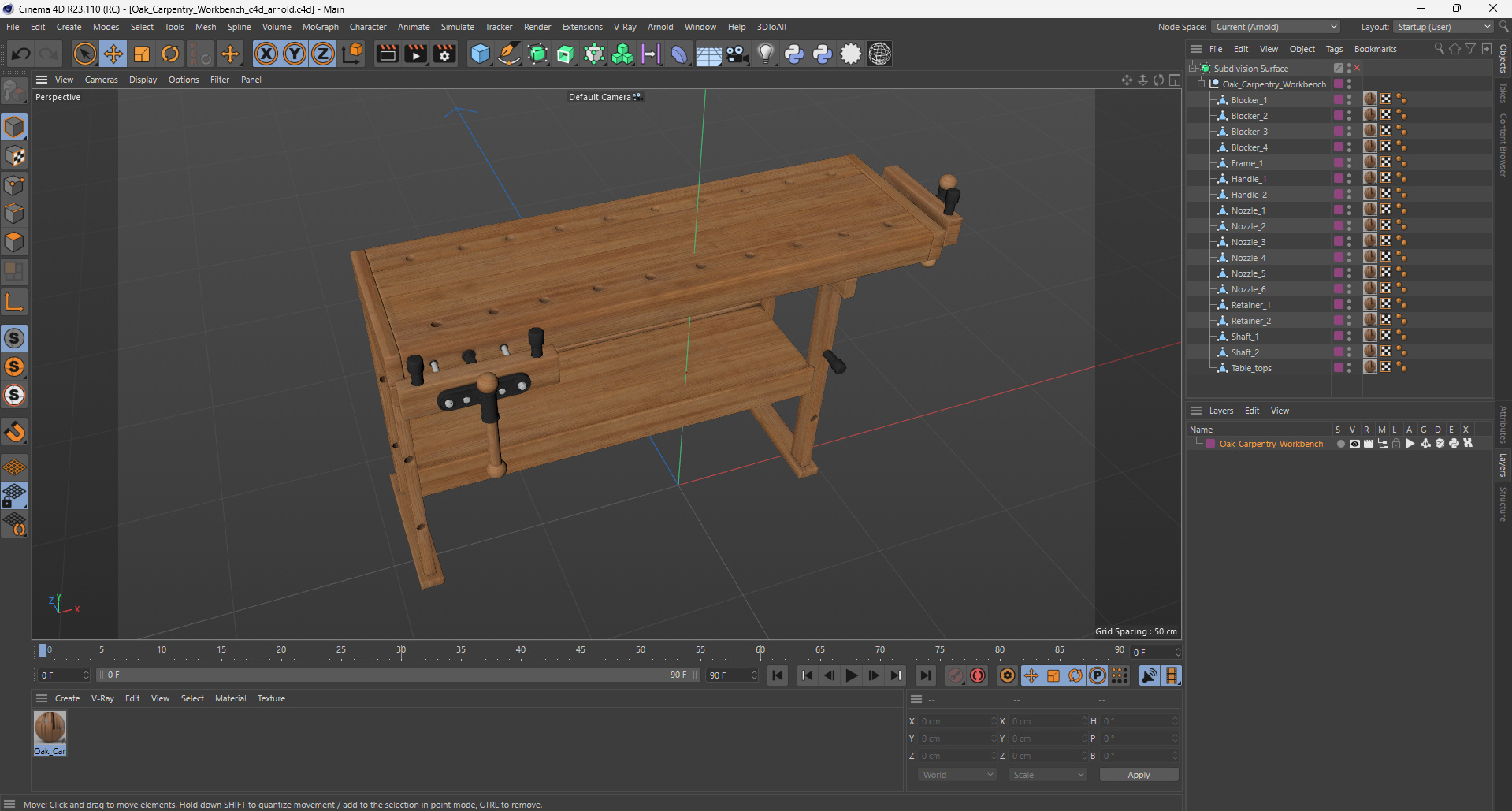 3D Oak Carpentry Workbench model