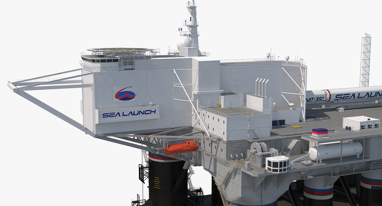 Odyssey Sea Launch Platform with Zenit 3SL Rocket 3D model