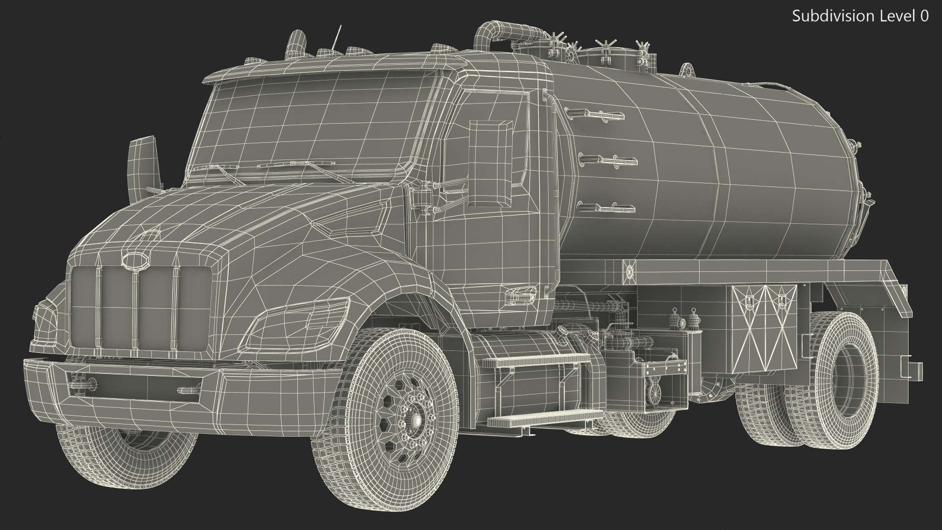 3D White Vacuum Truck Peterbilt 537 Rigged for Maya model