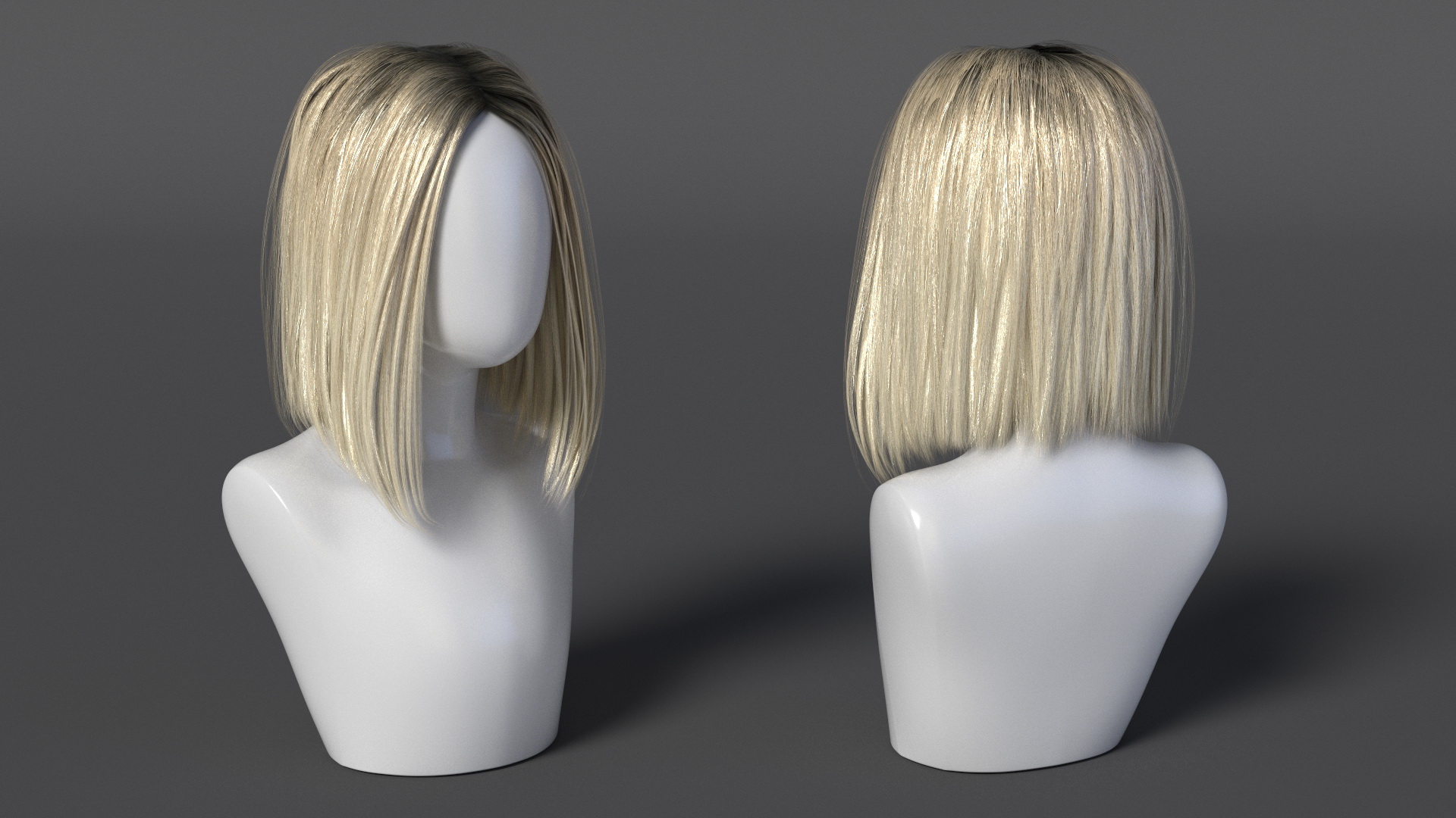 3D model Wig Medium Straight Hair Blond