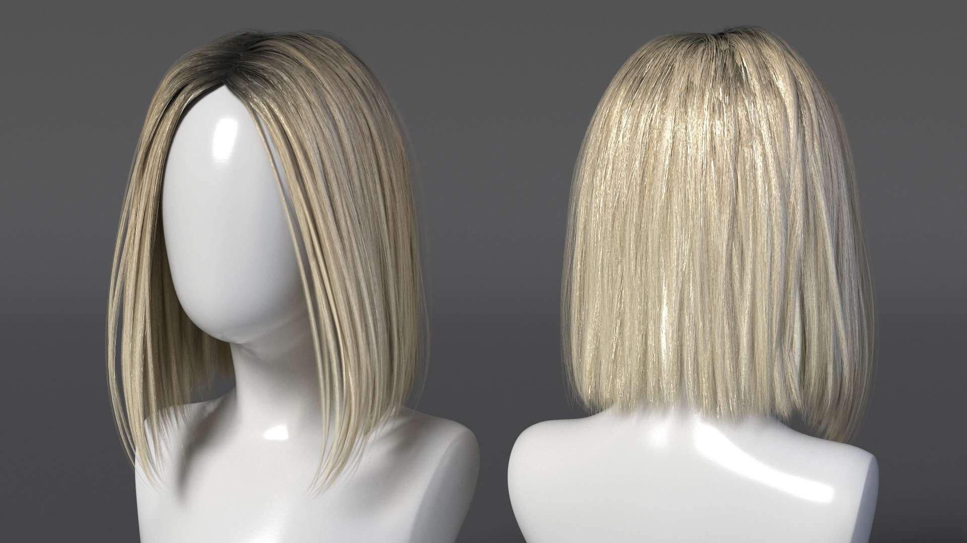 3D model Wig Medium Straight Hair Blond