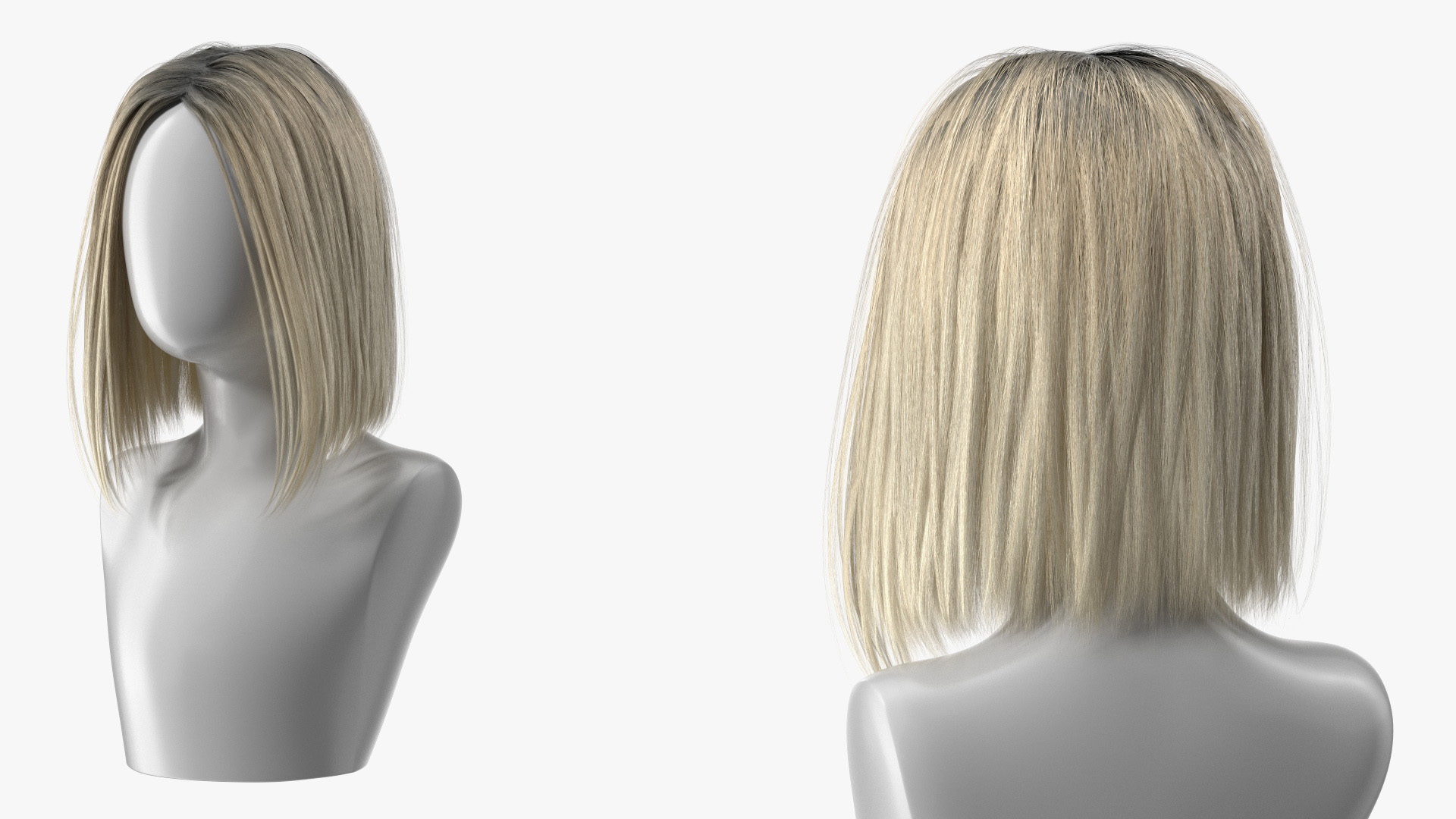 3D model Wig Medium Straight Hair Blond