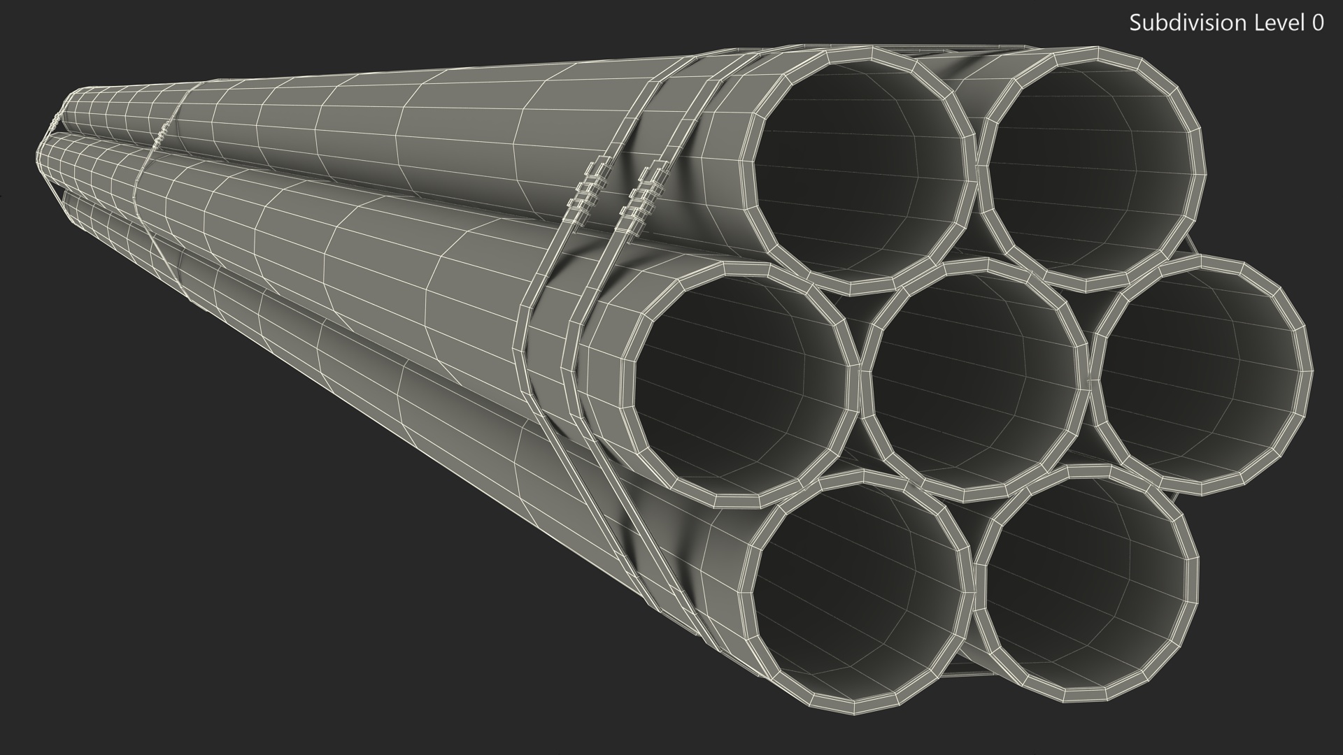 3D Thick Steel Pipes Bundle 6 Meters model