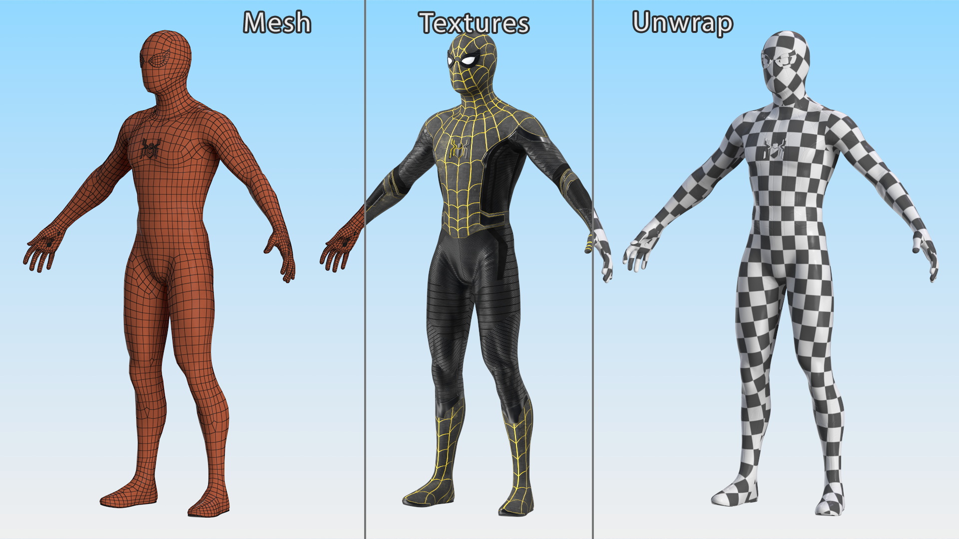 3D Spiderman Black Suit Rigged for Cinema 4D