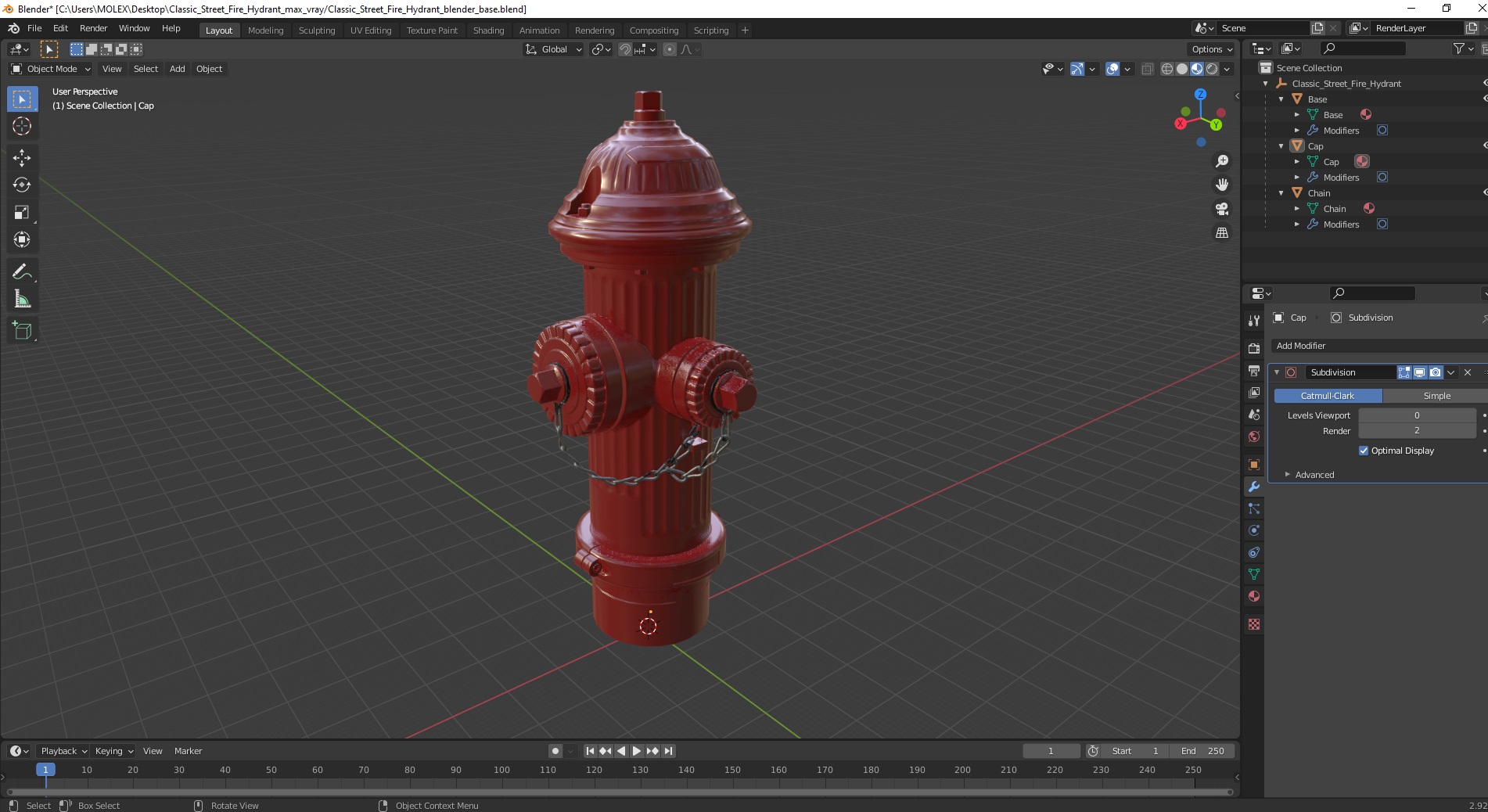 Classic Street Fire Hydrant 3D