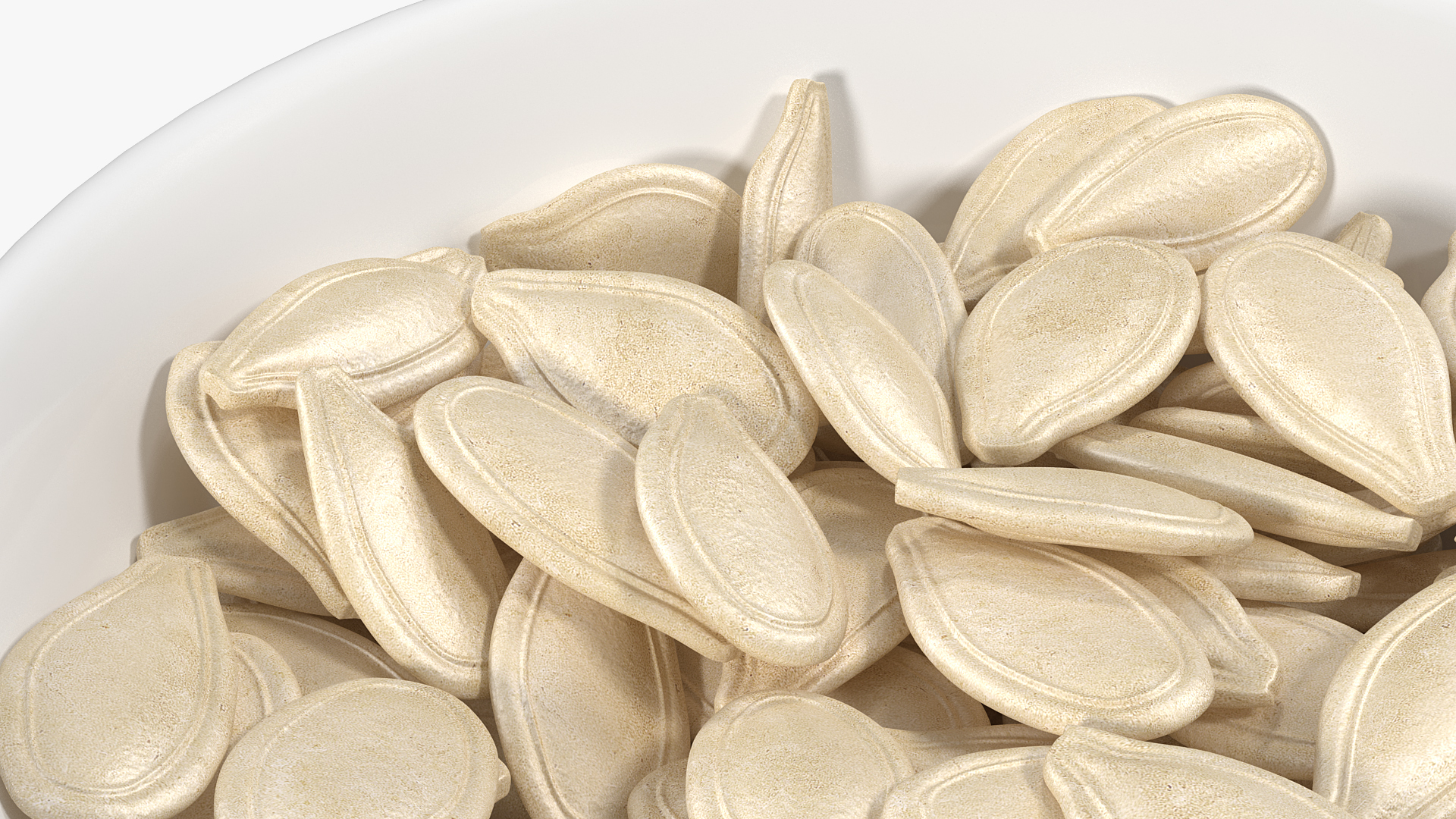 Pumpkin Seeds with Shell in a Ceramic Bowl 3D