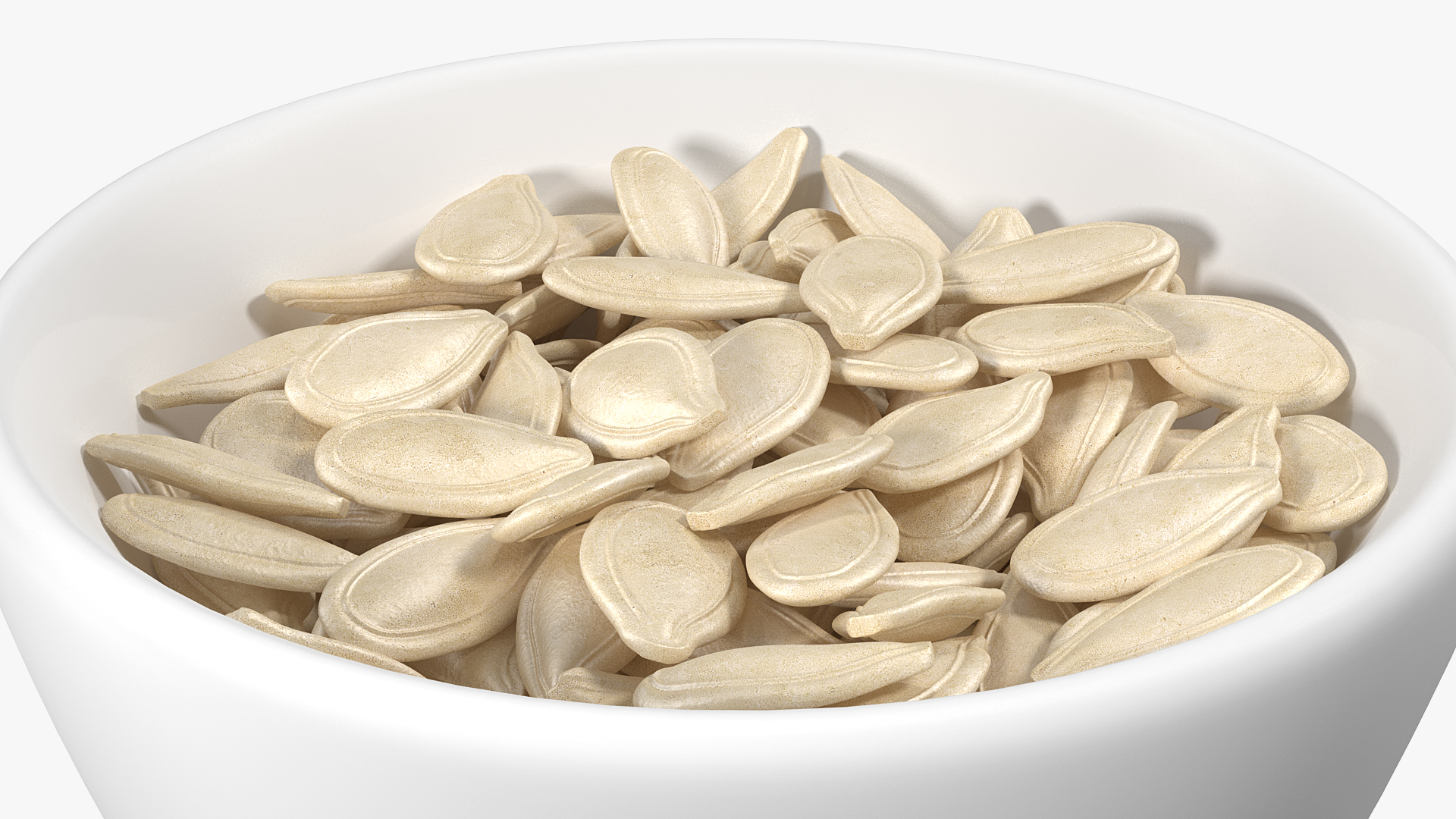 Pumpkin Seeds with Shell in a Ceramic Bowl 3D