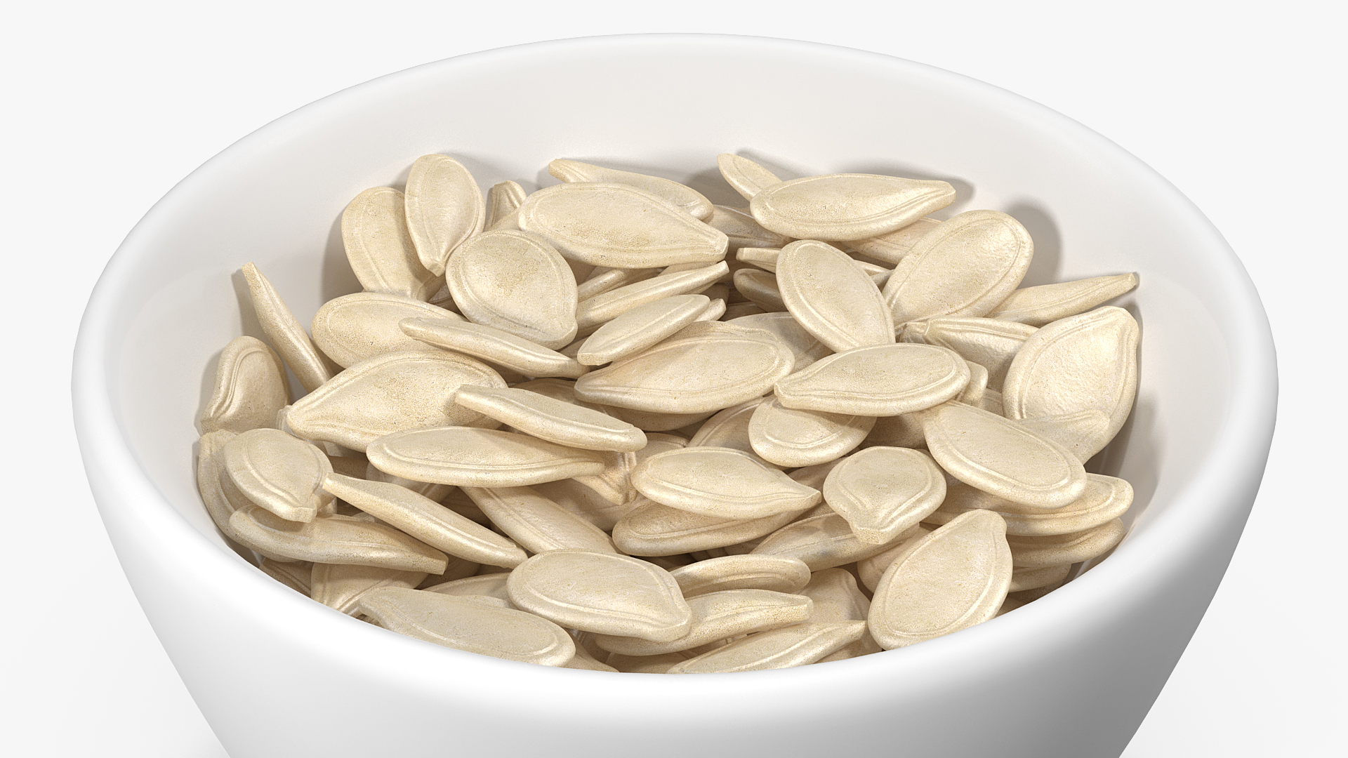 Pumpkin Seeds with Shell in a Ceramic Bowl 3D