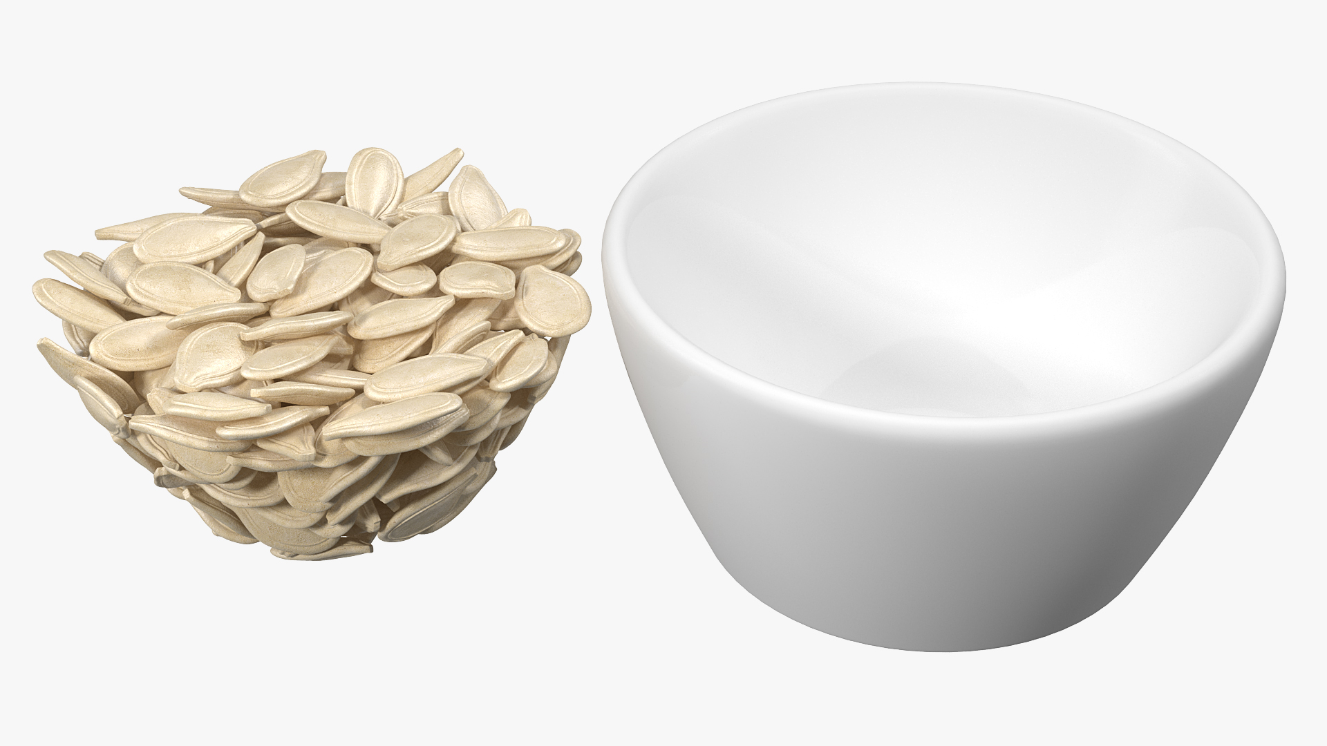 Pumpkin Seeds with Shell in a Ceramic Bowl 3D