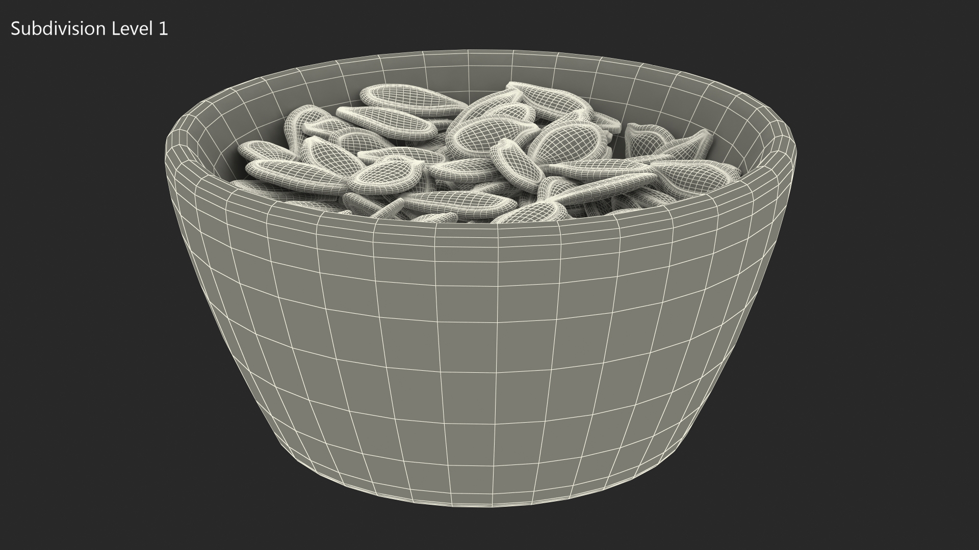 Pumpkin Seeds with Shell in a Ceramic Bowl 3D