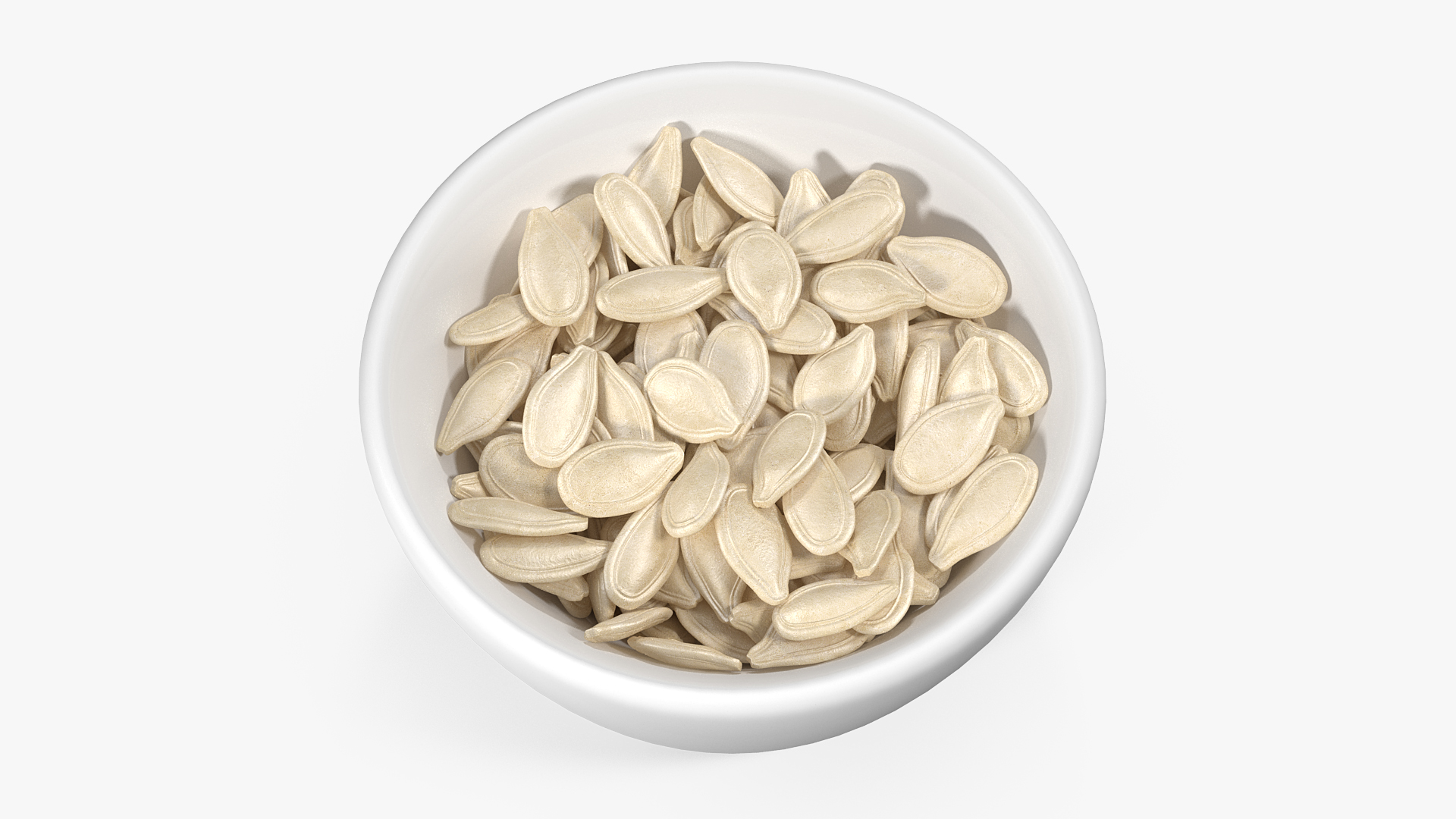 Pumpkin Seeds with Shell in a Ceramic Bowl 3D