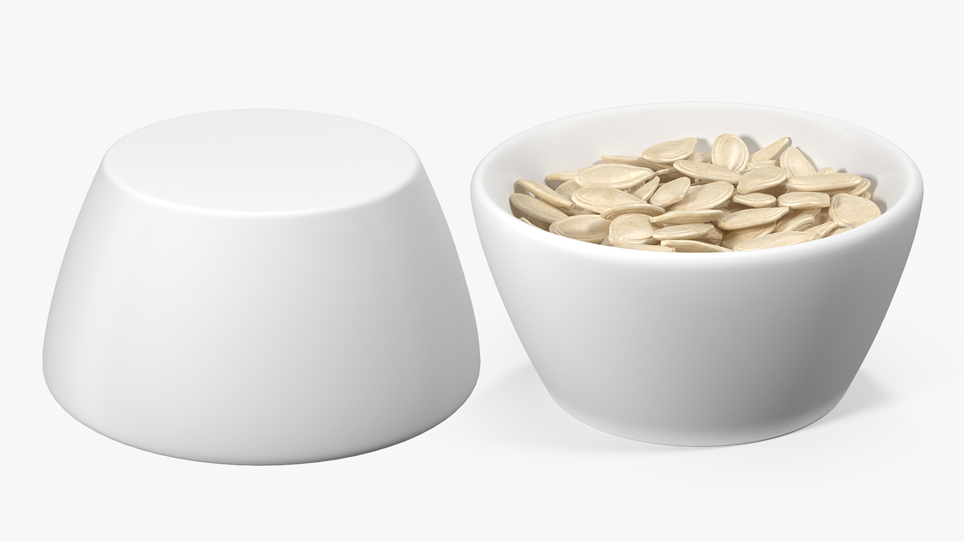 Pumpkin Seeds with Shell in a Ceramic Bowl 3D