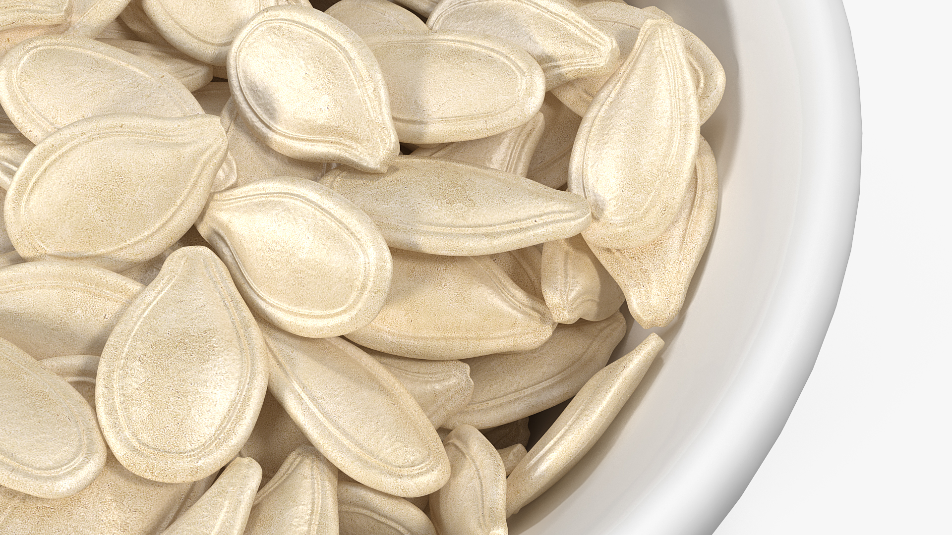 Pumpkin Seeds with Shell in a Ceramic Bowl 3D