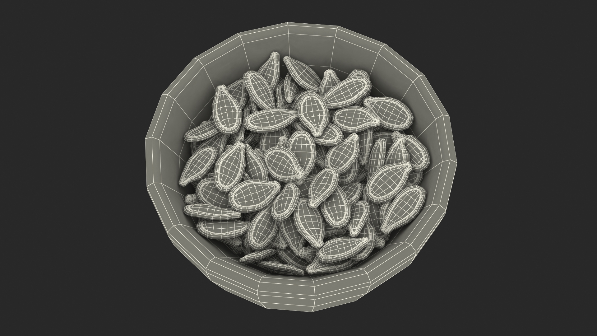 Pumpkin Seeds with Shell in a Ceramic Bowl 3D