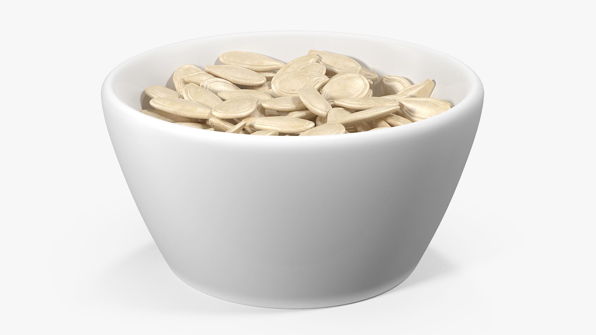 Pumpkin Seeds with Shell in a Ceramic Bowl 3D