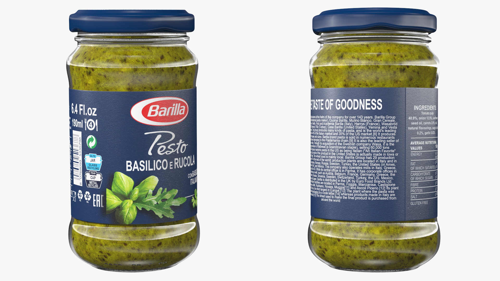 3D model Barilla Pesto Basilico Rucola 190 g