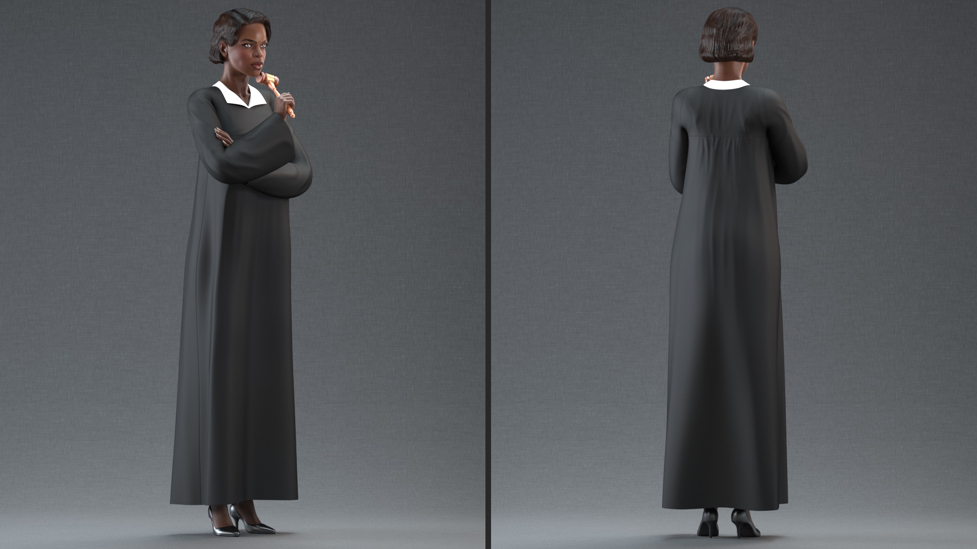 3D model Dark Skin Judge Woman Standing Pose