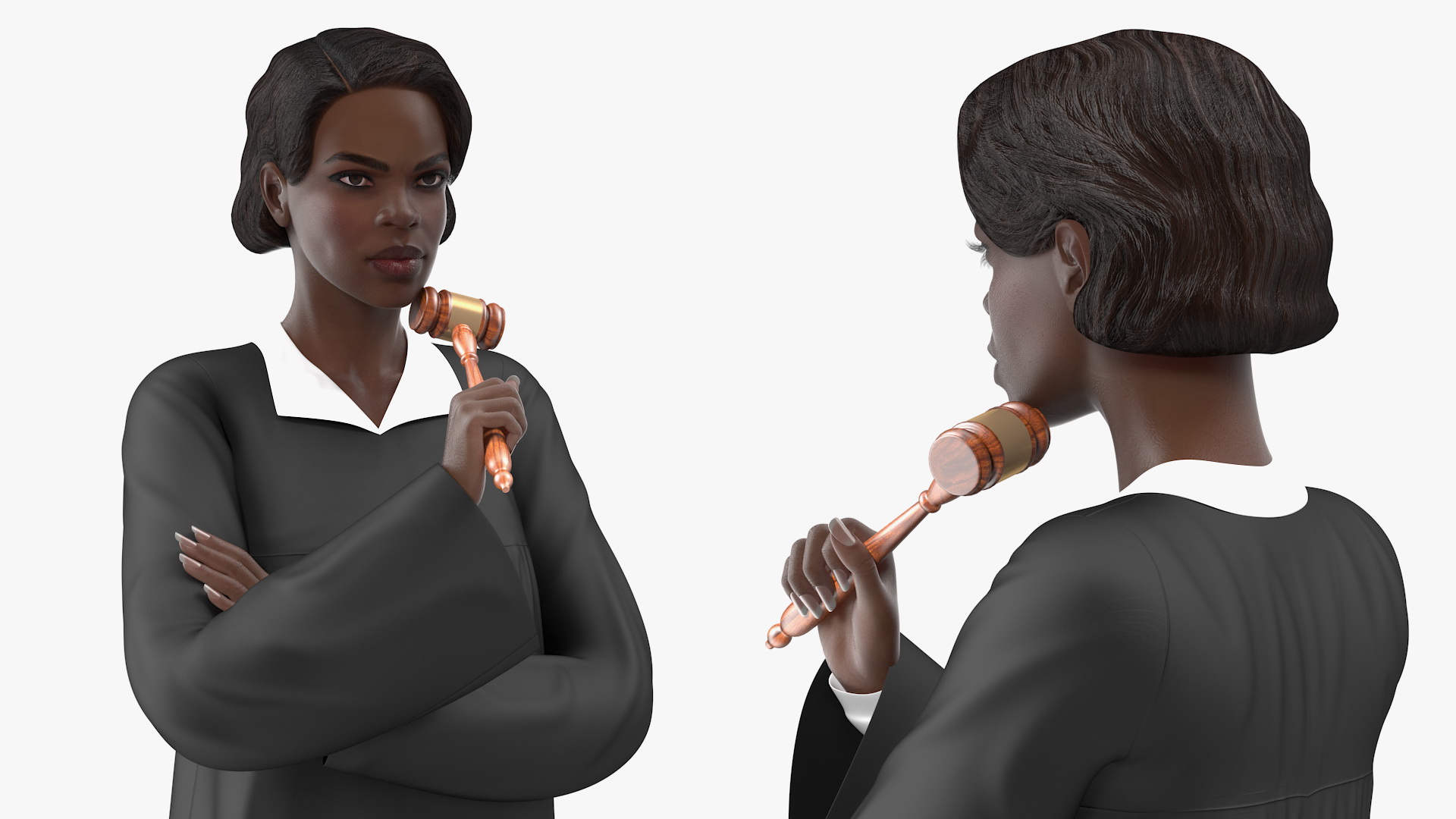 3D model Dark Skin Judge Woman Standing Pose