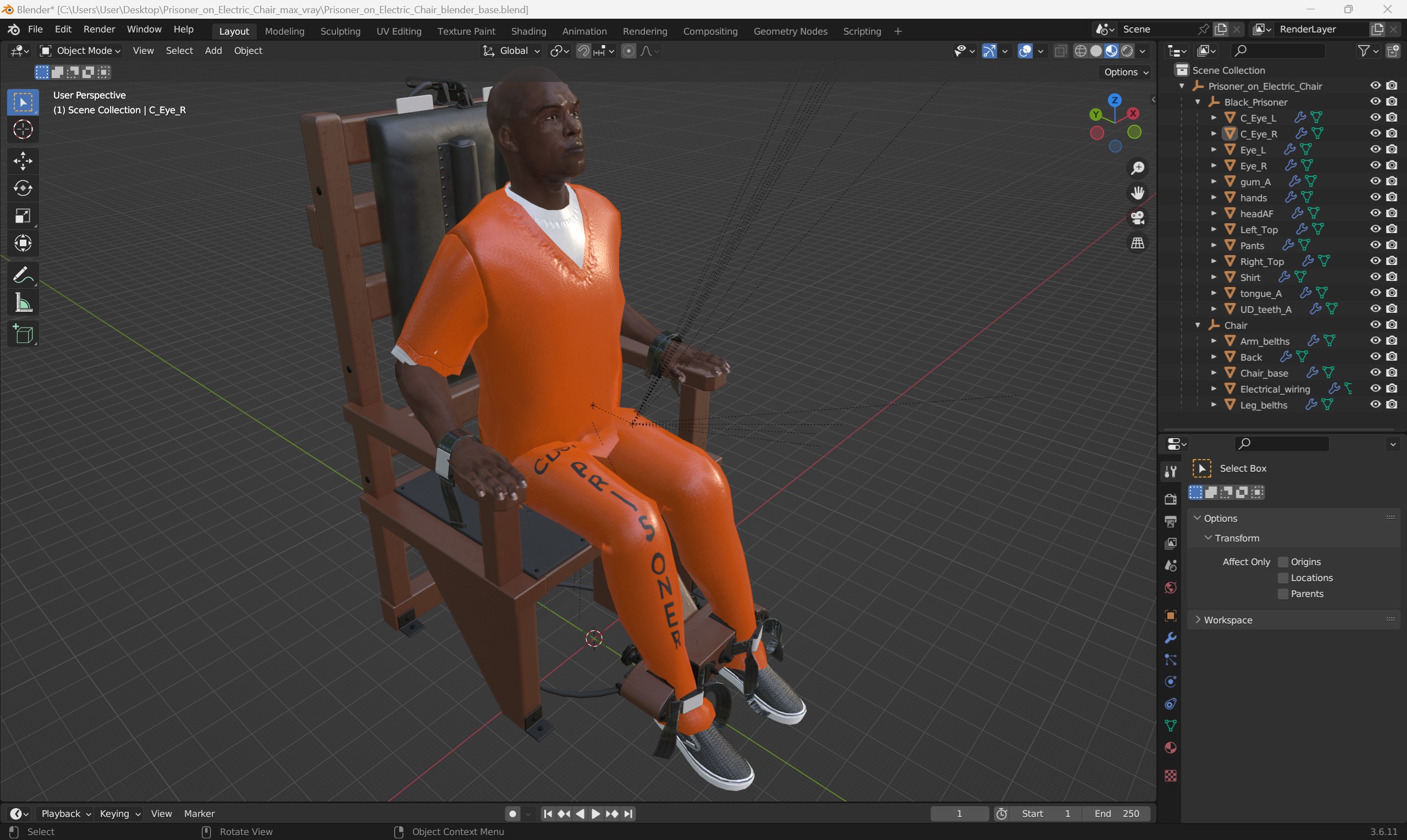 3D Prisoner on Electric Chair