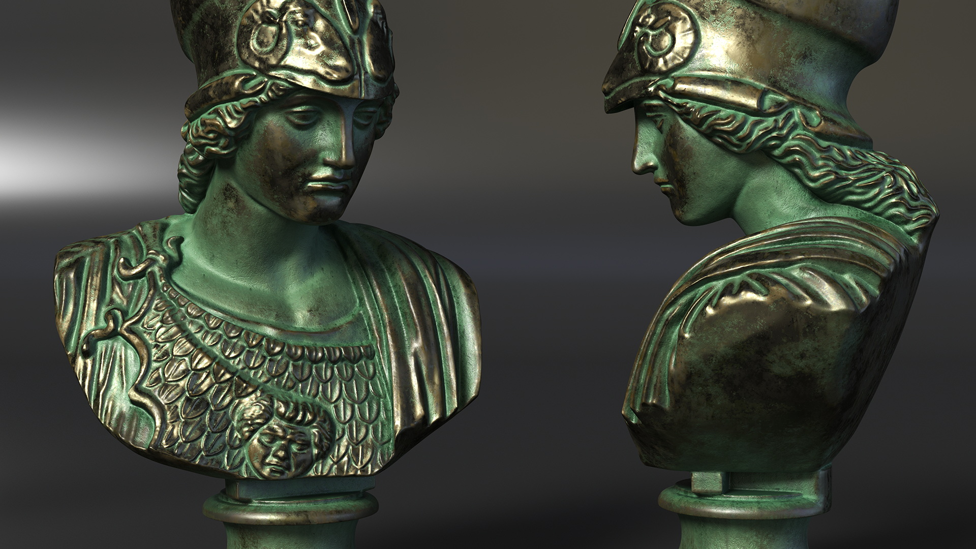 3D model Bust Goddess Athena Bronze Old