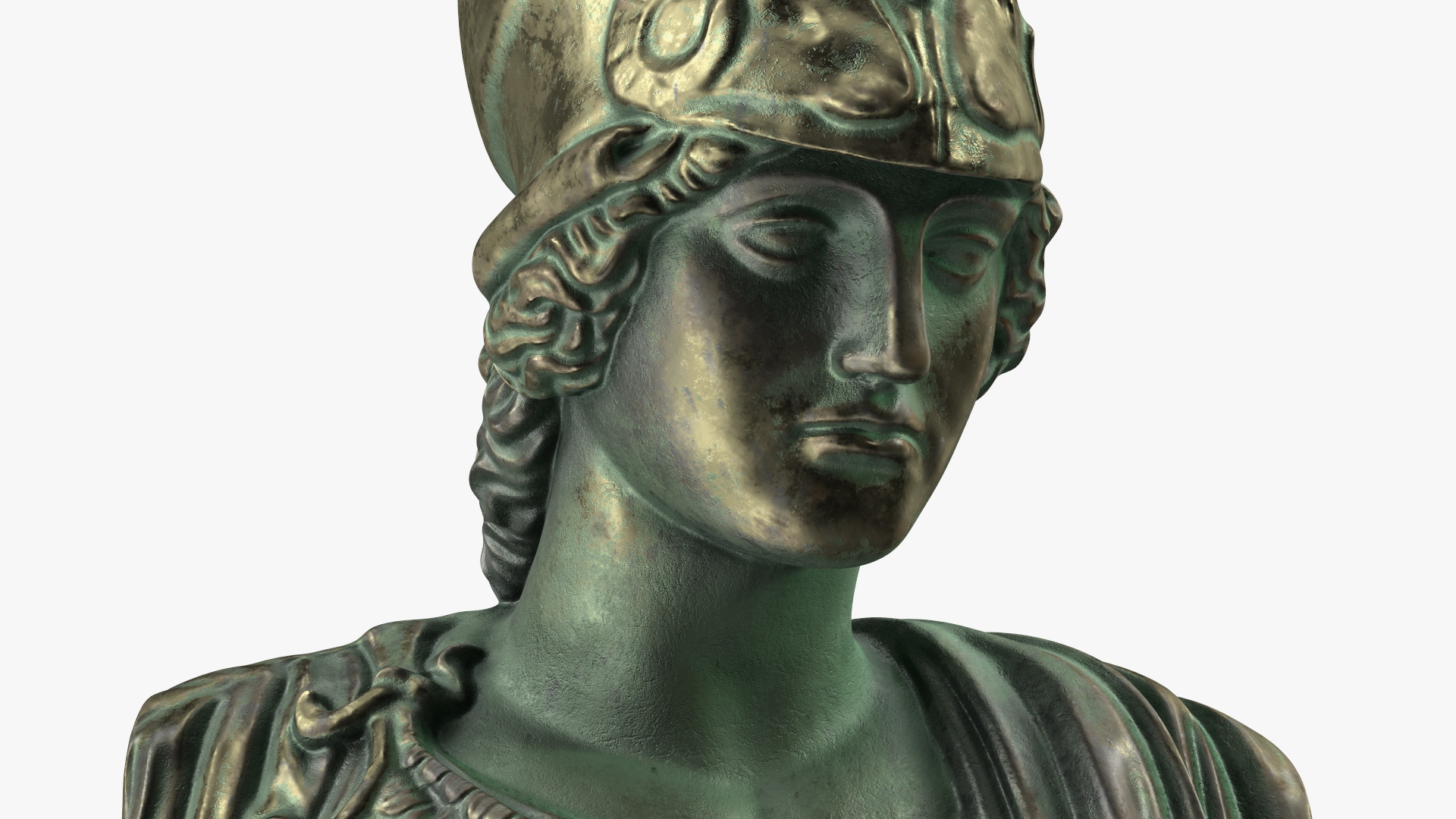 3D model Bust Goddess Athena Bronze Old