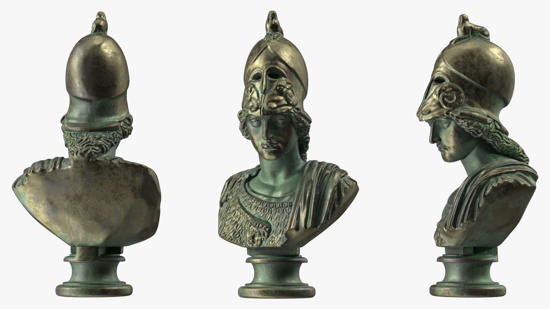 3D model Bust Goddess Athena Bronze Old