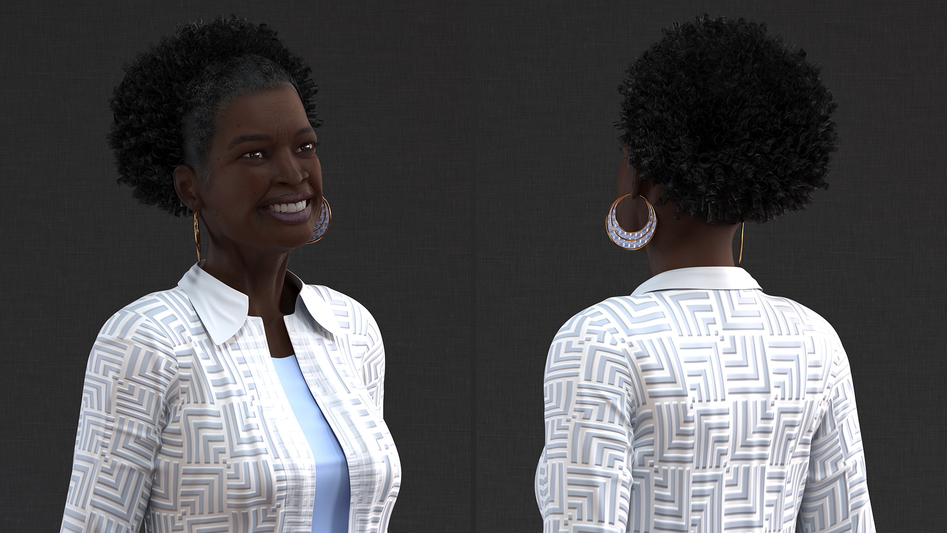 Afro American Grandma Everyday Style Walking 3D model