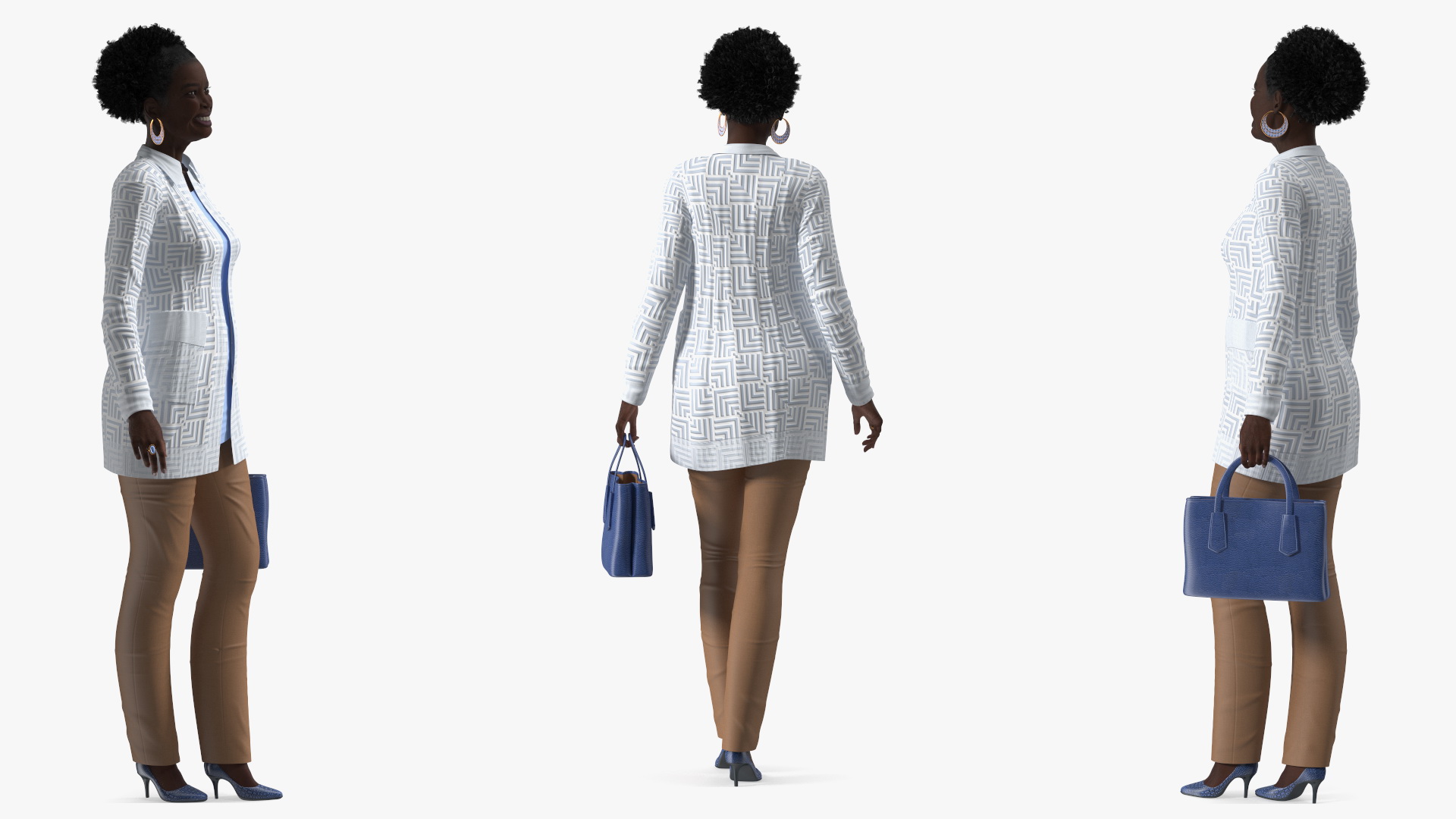 Afro American Grandma Everyday Style Walking 3D model